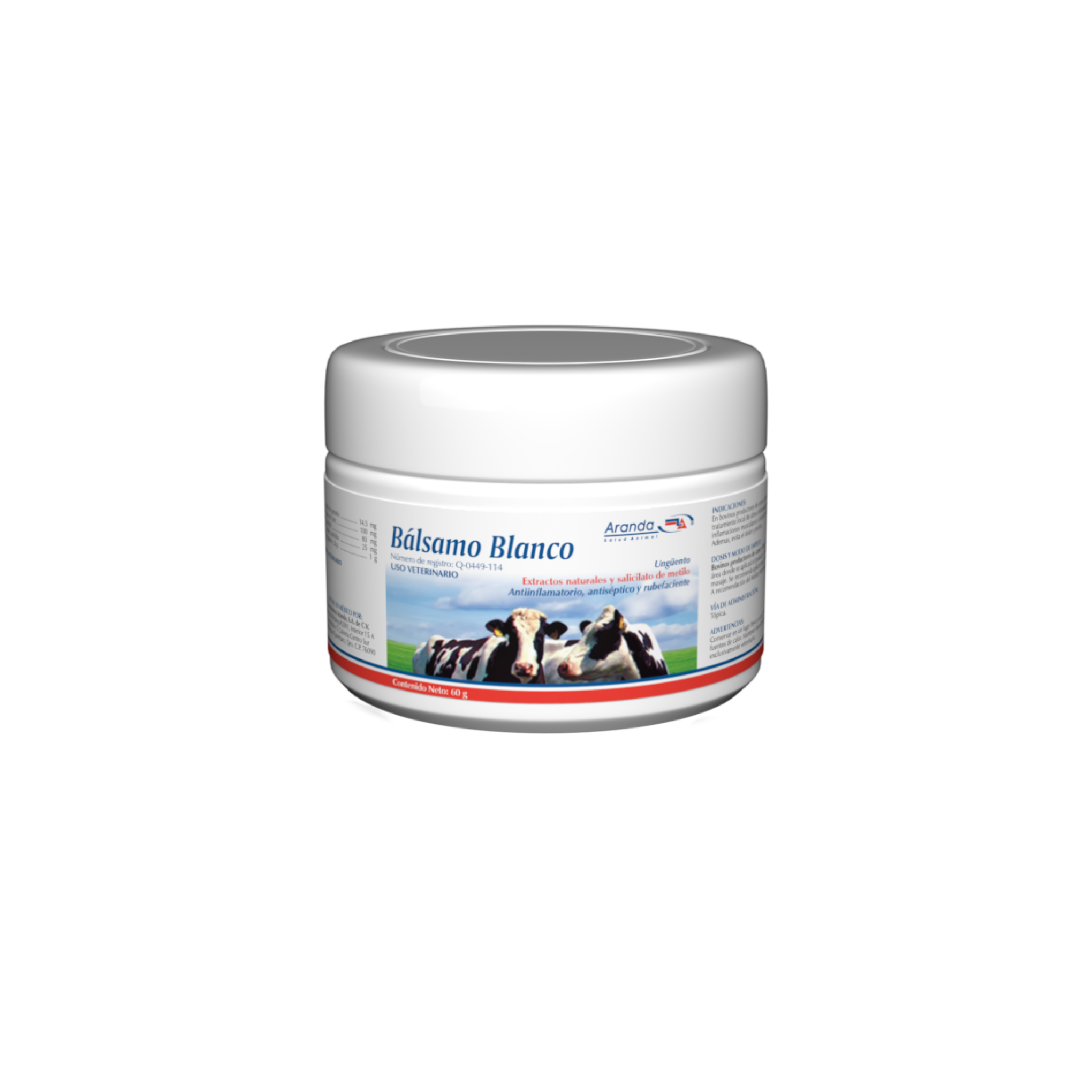 Bálsamo Blanco Bálsamo Blanco 60g – Pomada para torceduras, esguinces y reumatismo en perros, gatos y animales pequeños