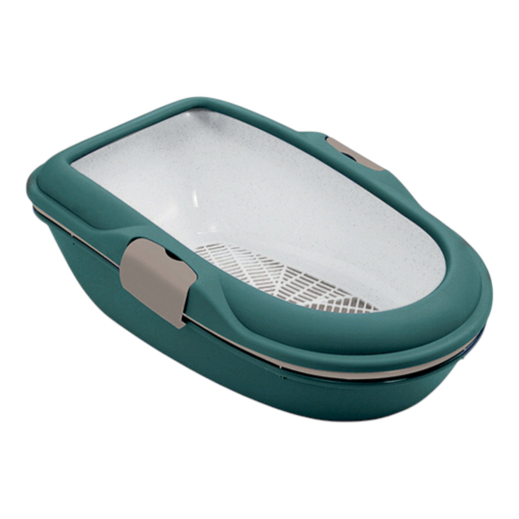 Baño de lujo furba Chic Arenero Furba Chic autolimpiante color verde para gatos, con bandejas y broches de seguridad