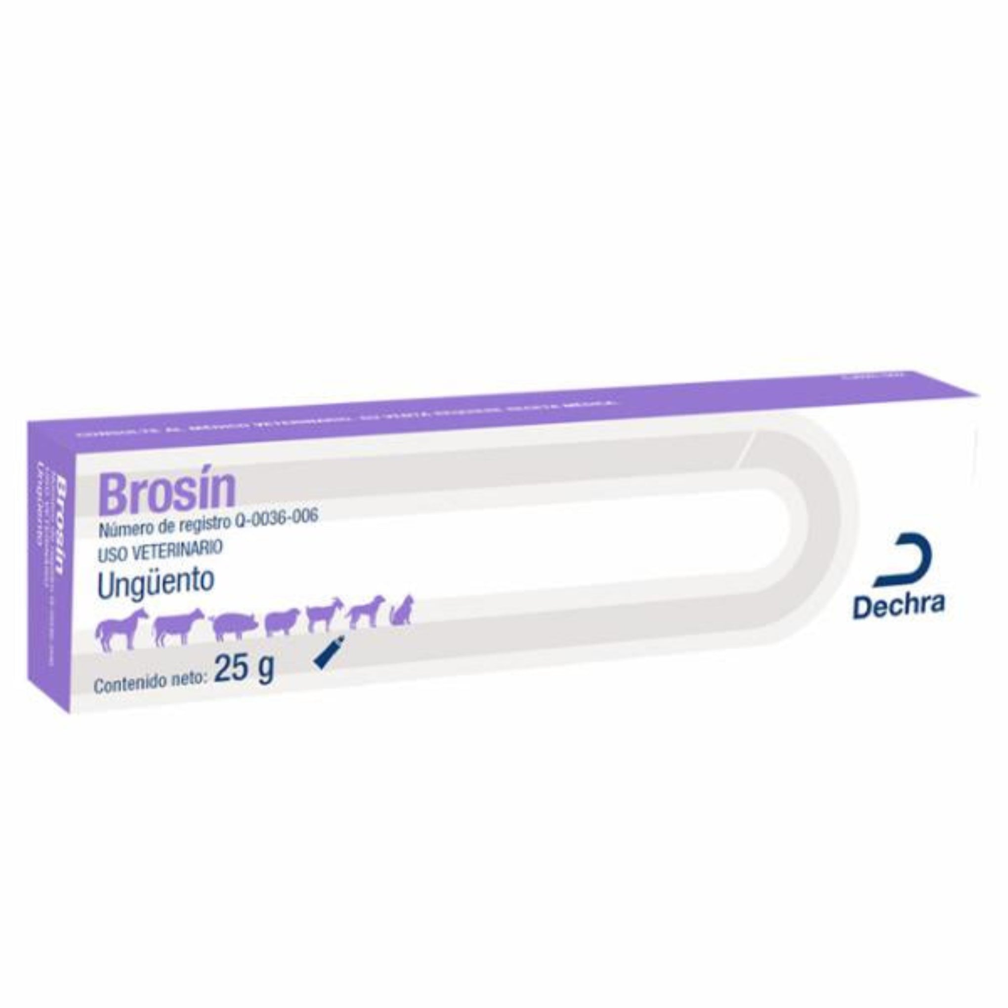 Brosin Ungüento para heridas y dermatitis Caja de Brosin Ungüento cicatrizante con antibióticos y antiinflamatorios, indicado para perros, gatos y animales de granja