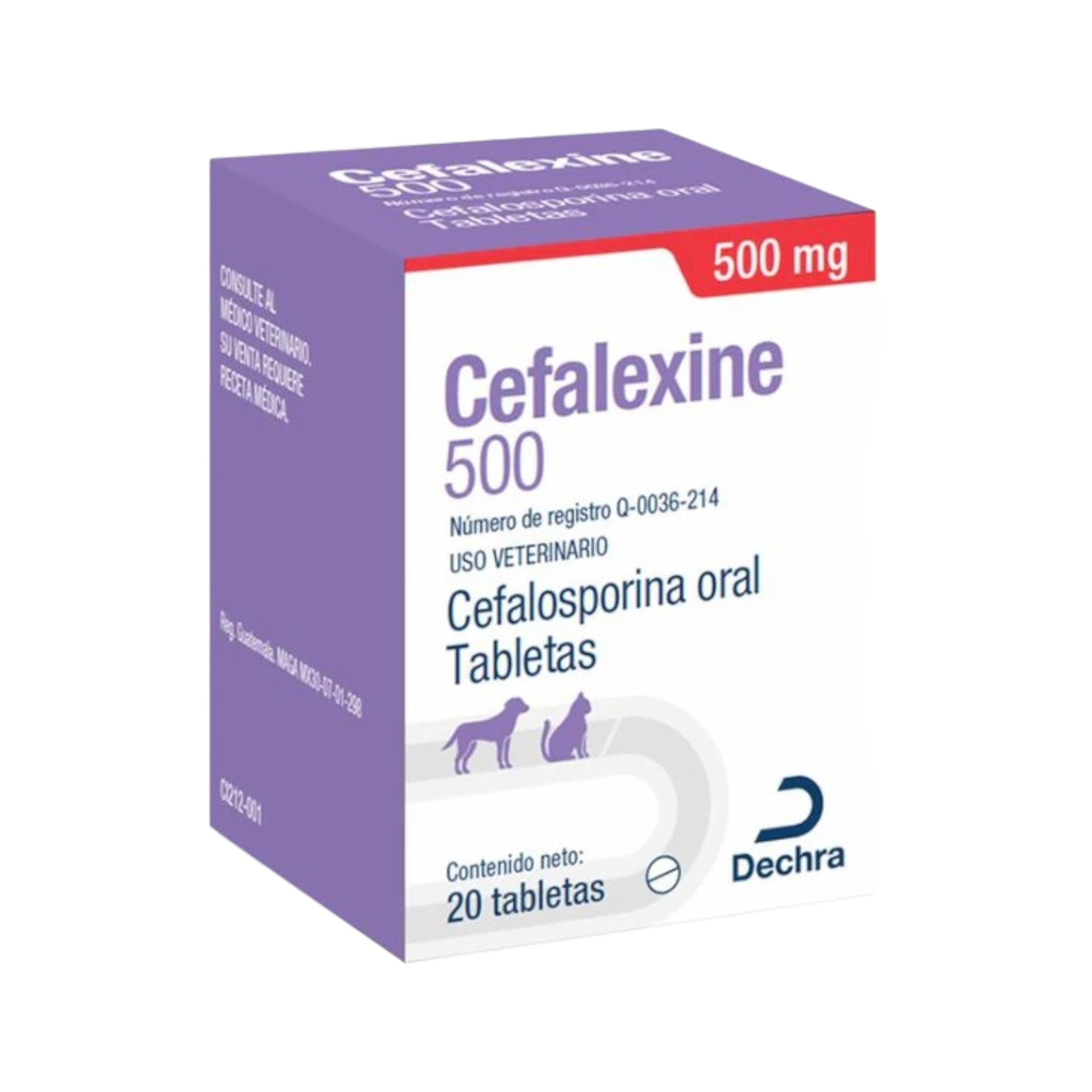 Cefalaxine 500mg Caja de Cefalaxine Tabletas 500 mg, antibiótico oral de amplio espectro para tratar infecciones en perros, gatos y hurones