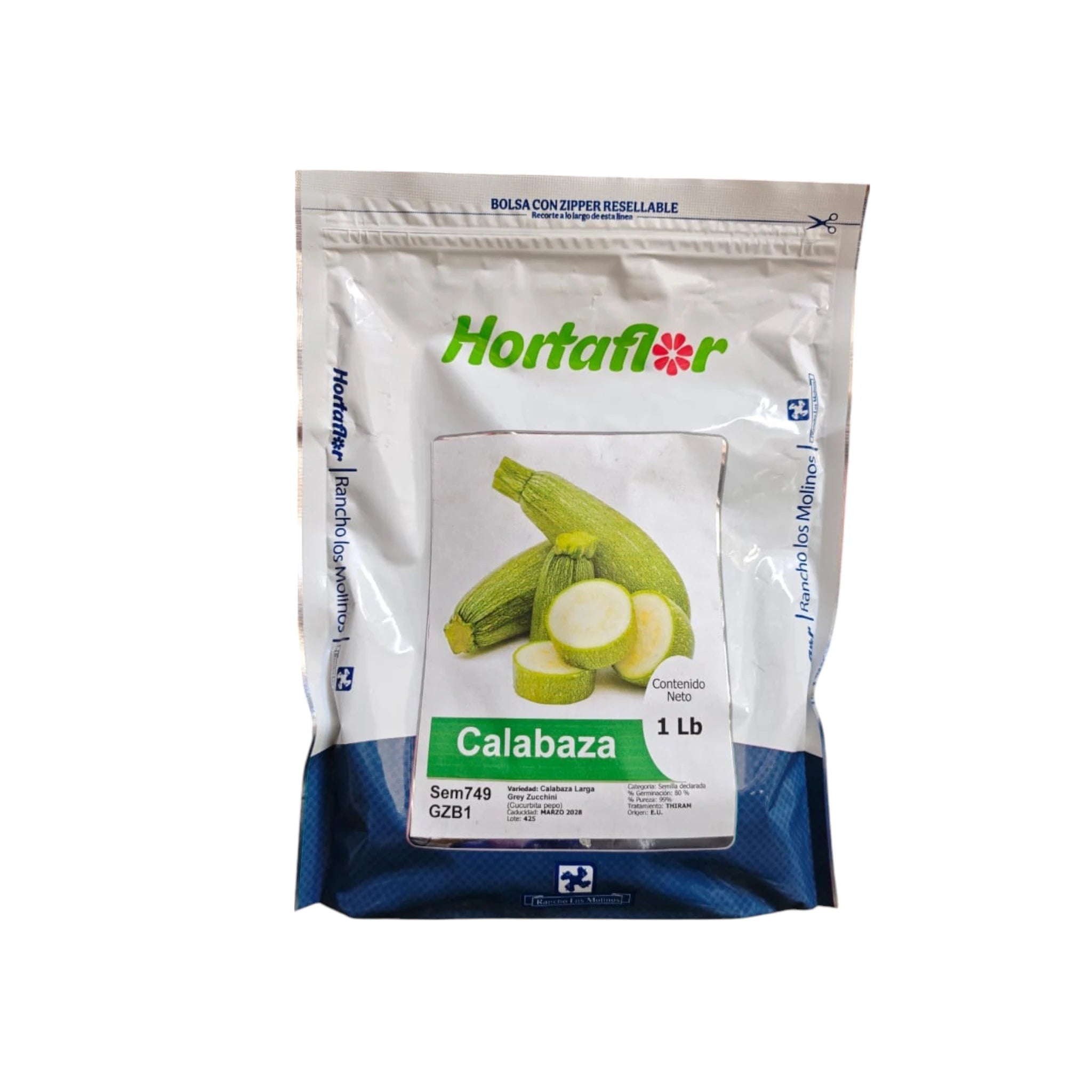 Semillas de Calabaza larga Grey zucchini Bolsa con semillas de calabaza larga Grey Zucchini, ideal para huertos y milpas.