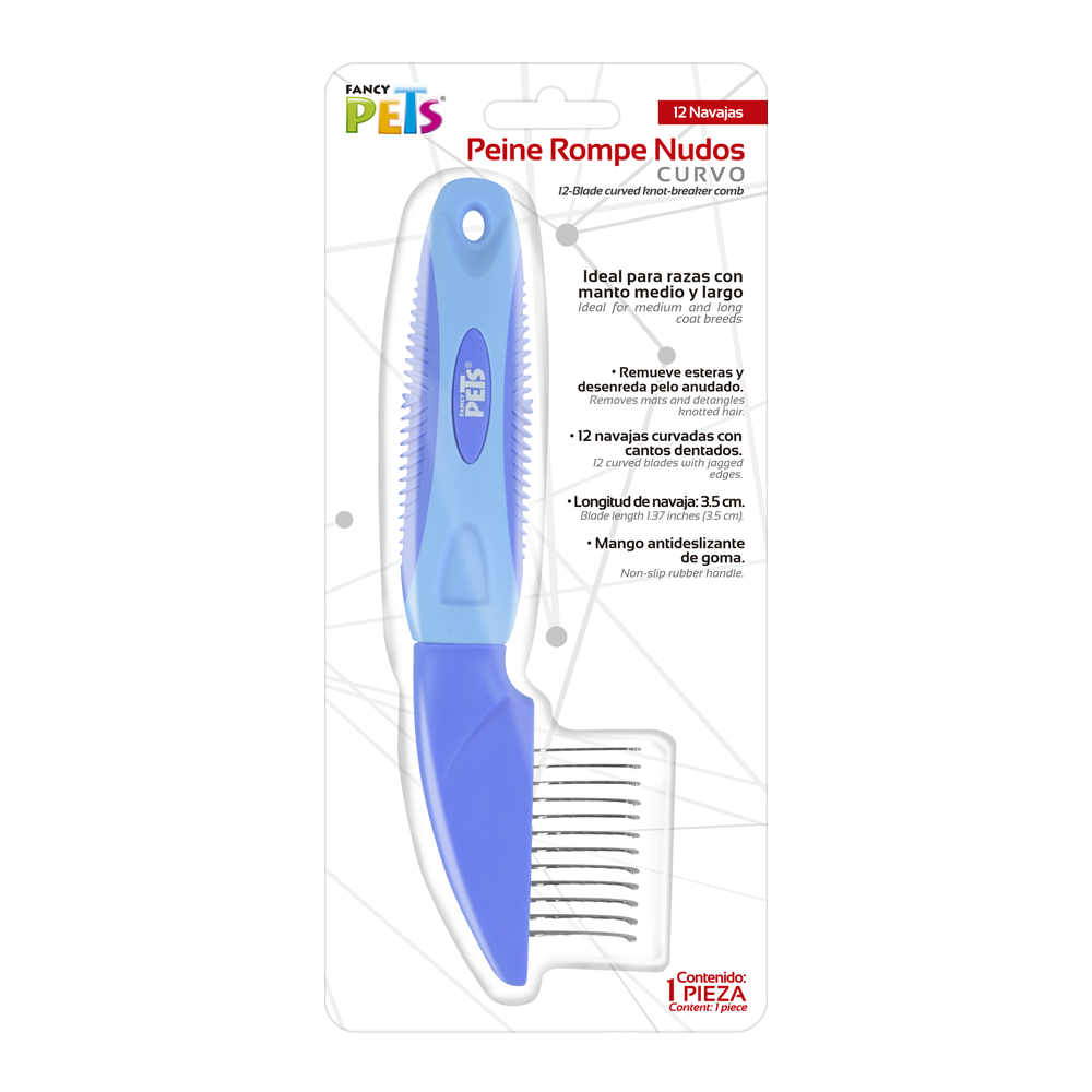 Peine rompe nudos curvo, 12 cuchillas Peine rompe nudos curvo, 12 cuchillas