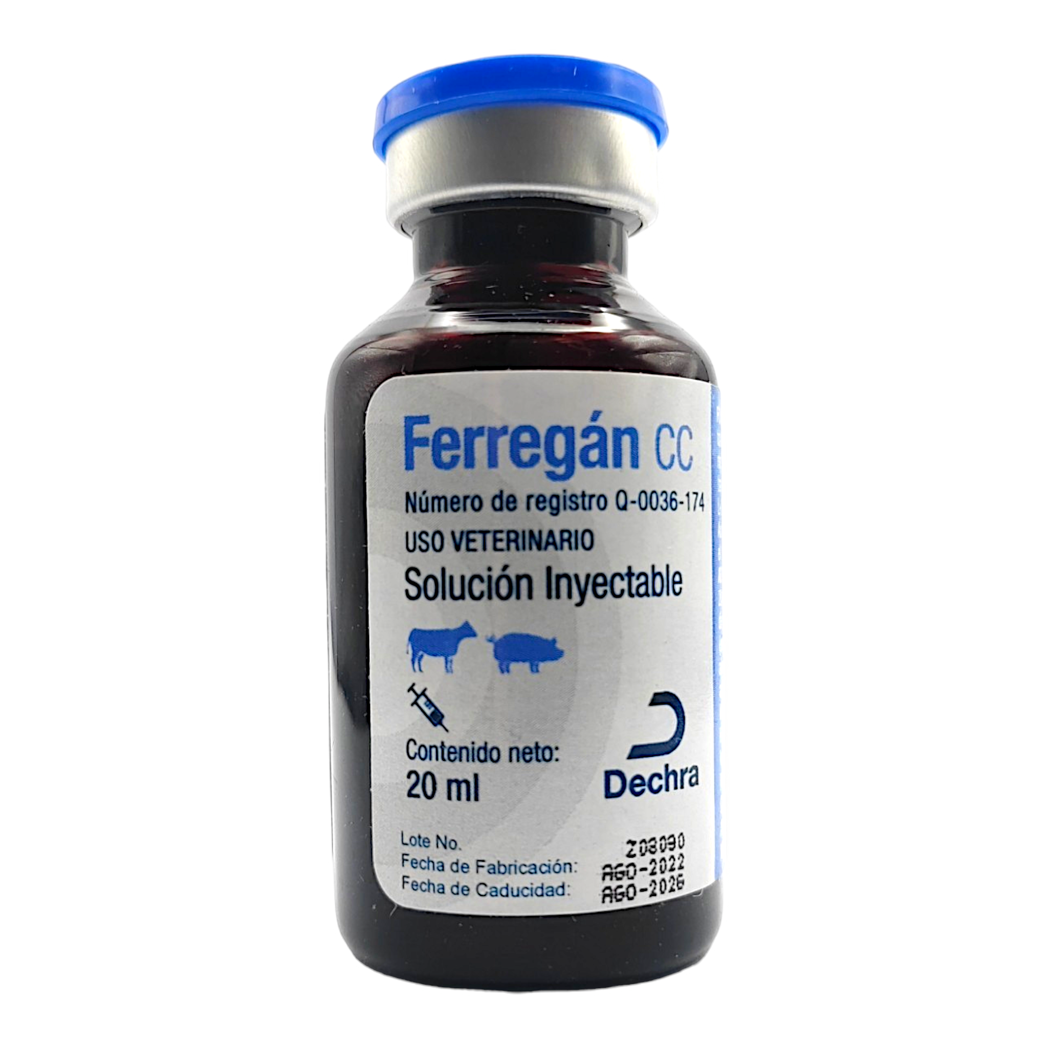 Ferregán CC Imagen del producto Ferregán CC de 20 ml, con fórmula rica en hierro, L-Carnitina y vitamina B12 para mejorar la energía de animales jóvenes.