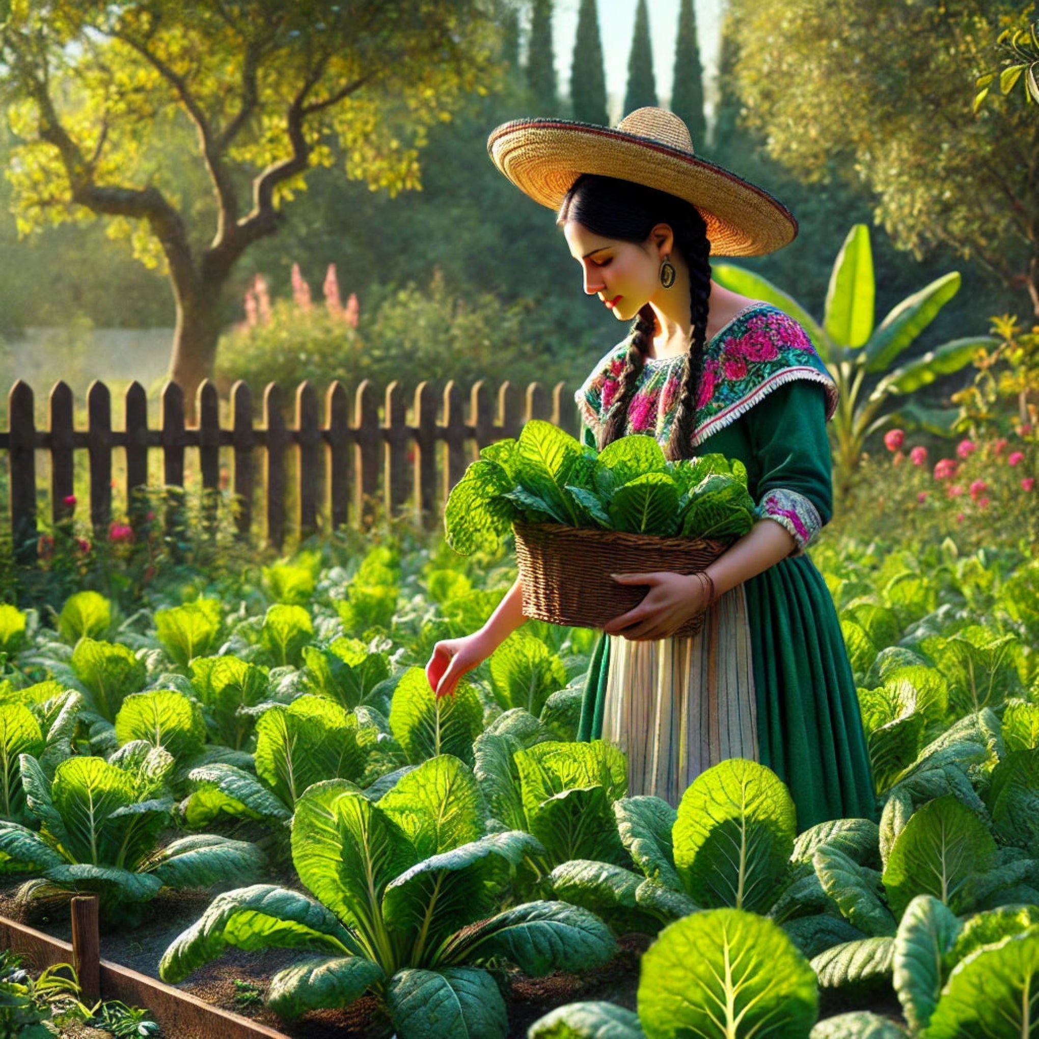 Semillas de Acelga de Colores (Arcoiris) Mujer cosechando hojas de acelga frescas en un huerto casero, mostrando el cultivo exitoso y accesible de esta planta en espacios pequeños.