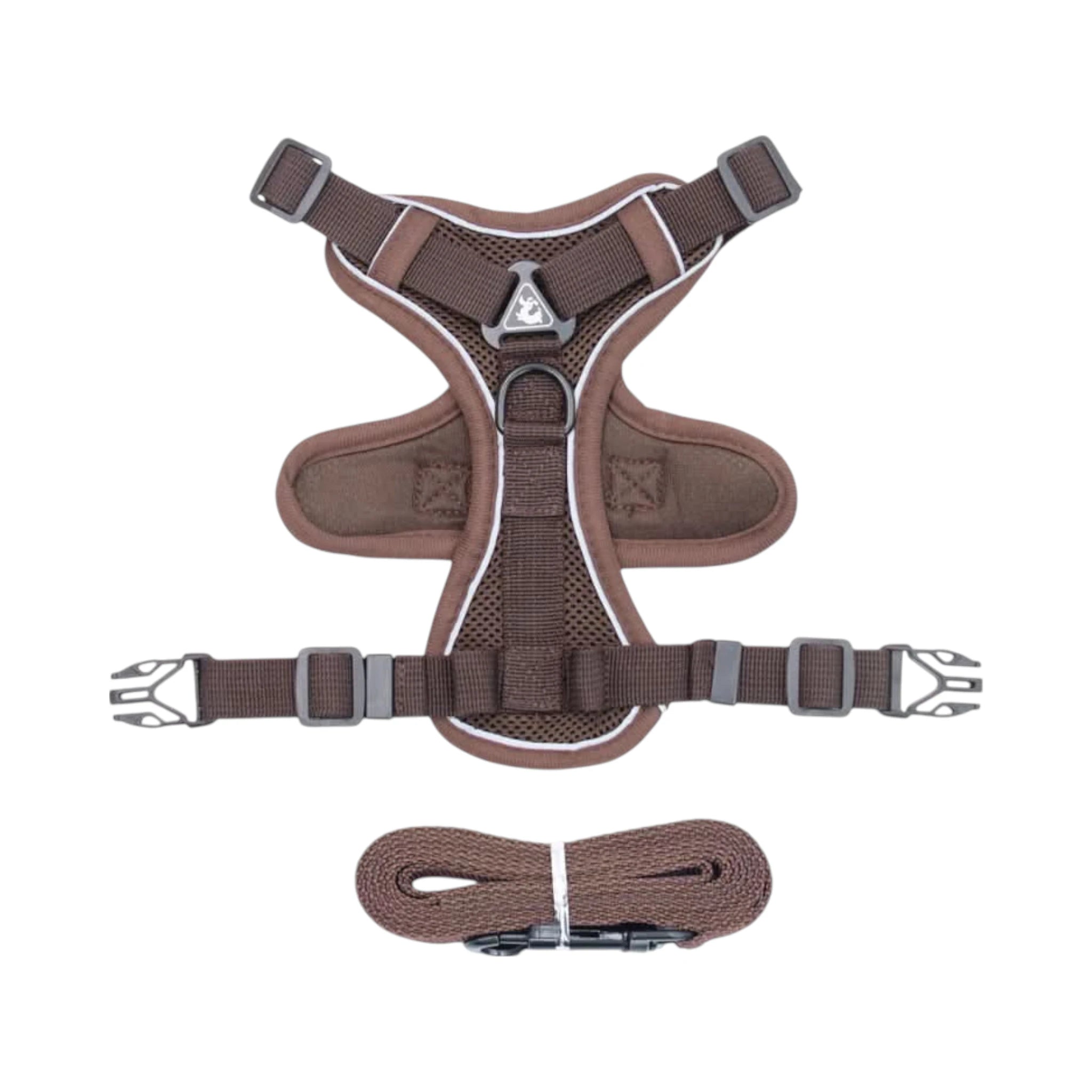 Pechera con correa Pechera en color café vista de frente, mostrando diseño y estructura.