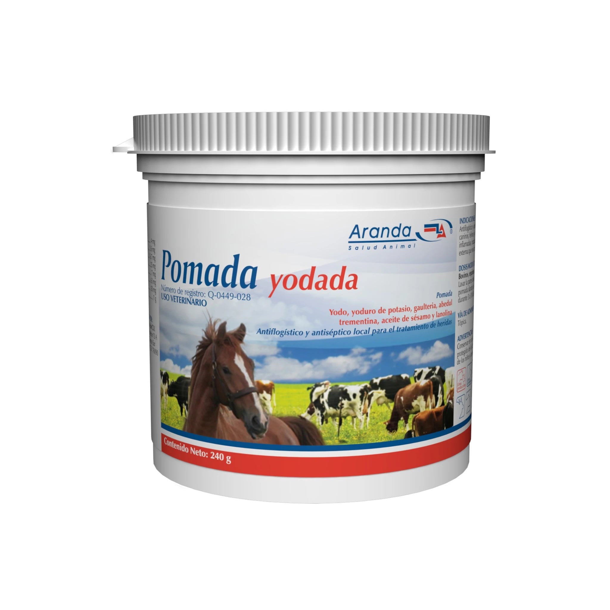 Pomada yodada Envase de Pomada Yodada 240g para uso tópico en animales