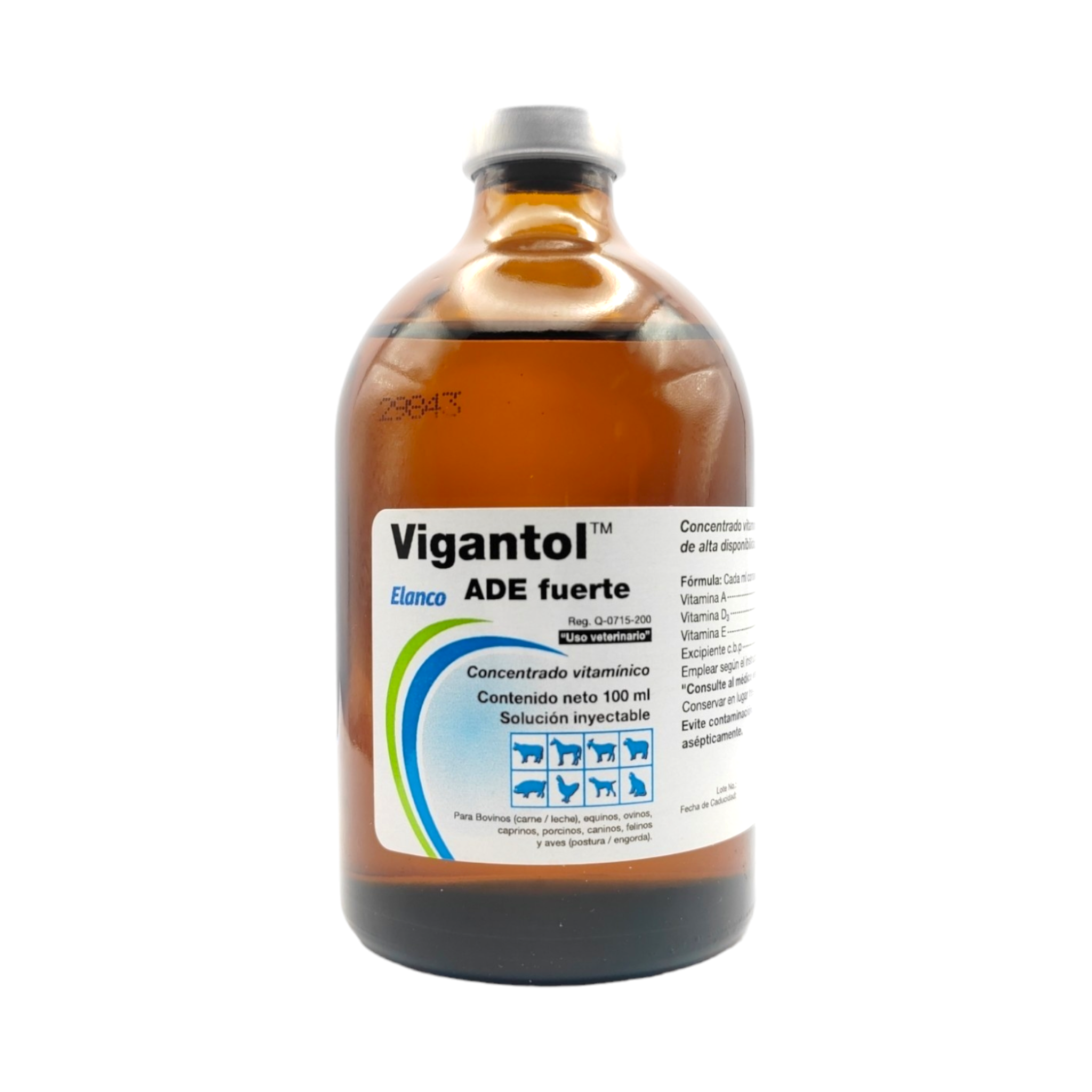 Vigantol ADE Fuerte Frasco de 100 ml de Vigantol ADE Fuerte con alta concentración de vitaminas esenciales para animales de granja y compañía