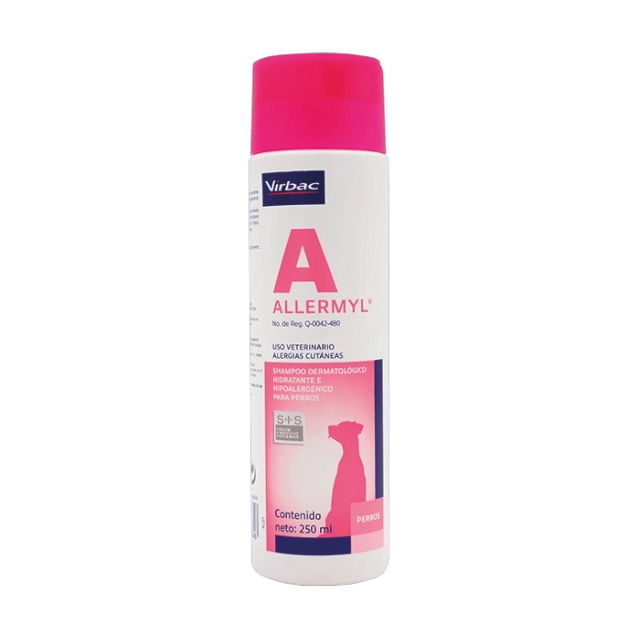 Shampoo Allermyl Envase de shampoo Allermyl hipoalergénico para perros con picores, alergias y dermatitis