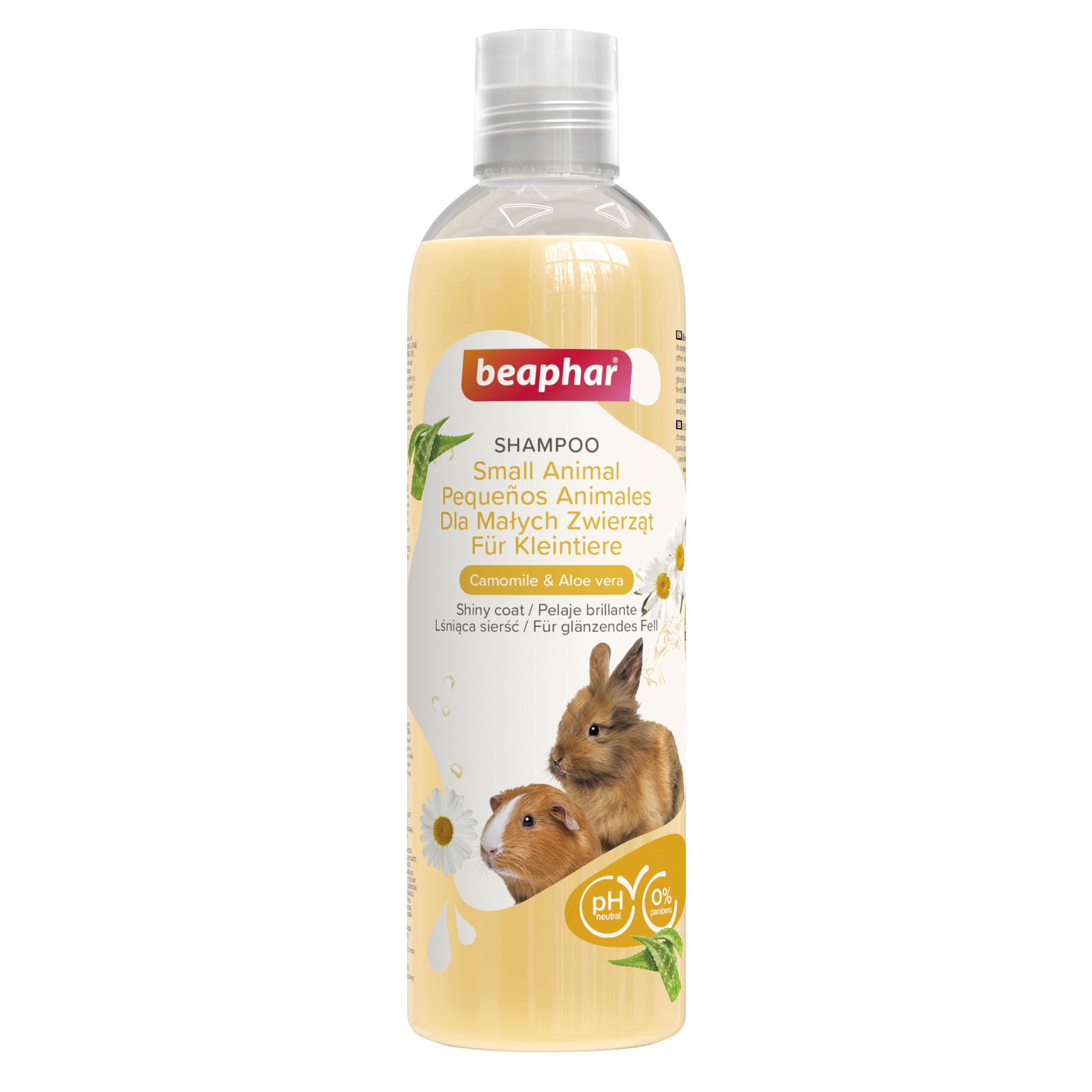 Shampoo para Conejos, cuyos y roedores Envase del shampoo Beaphar para pequeños mamíferos con fórmula suave y aroma fresco