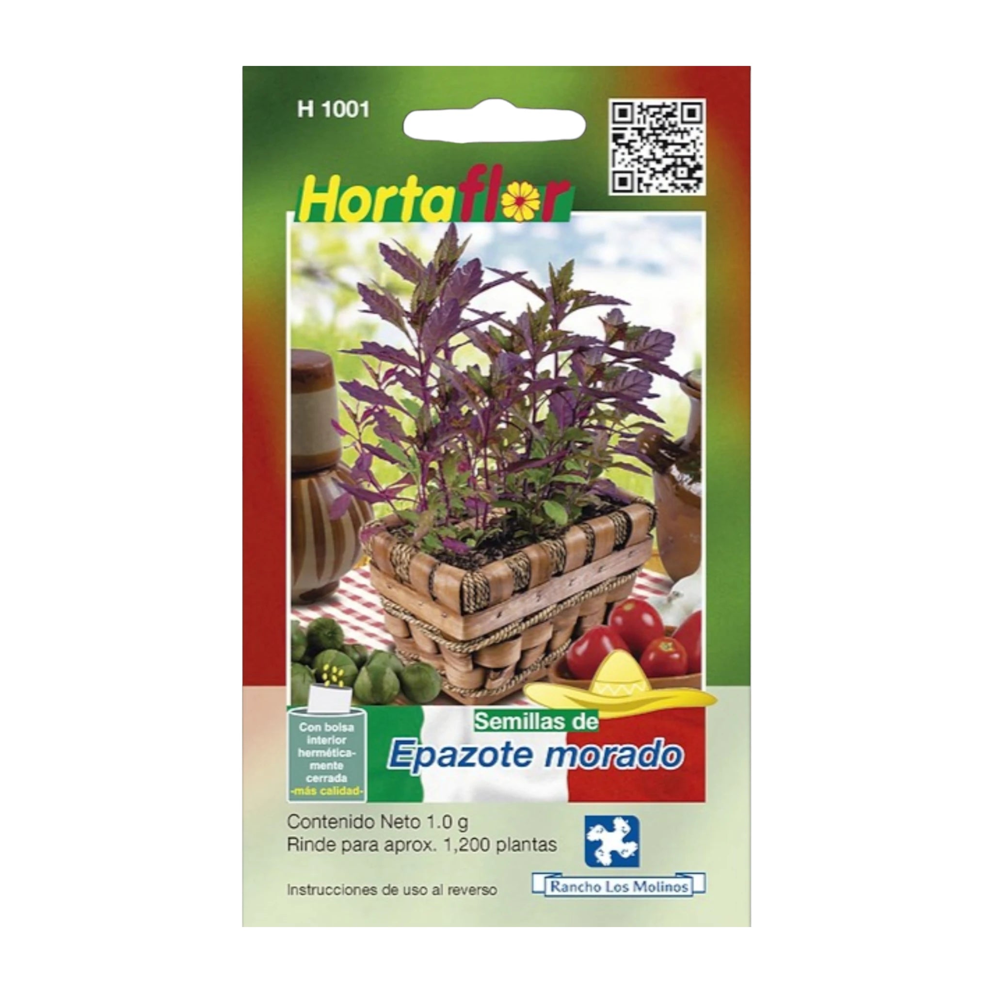 Semillas de Epazote Morado obre con semillas de epazote morado, un básico de la cocina mexicana.