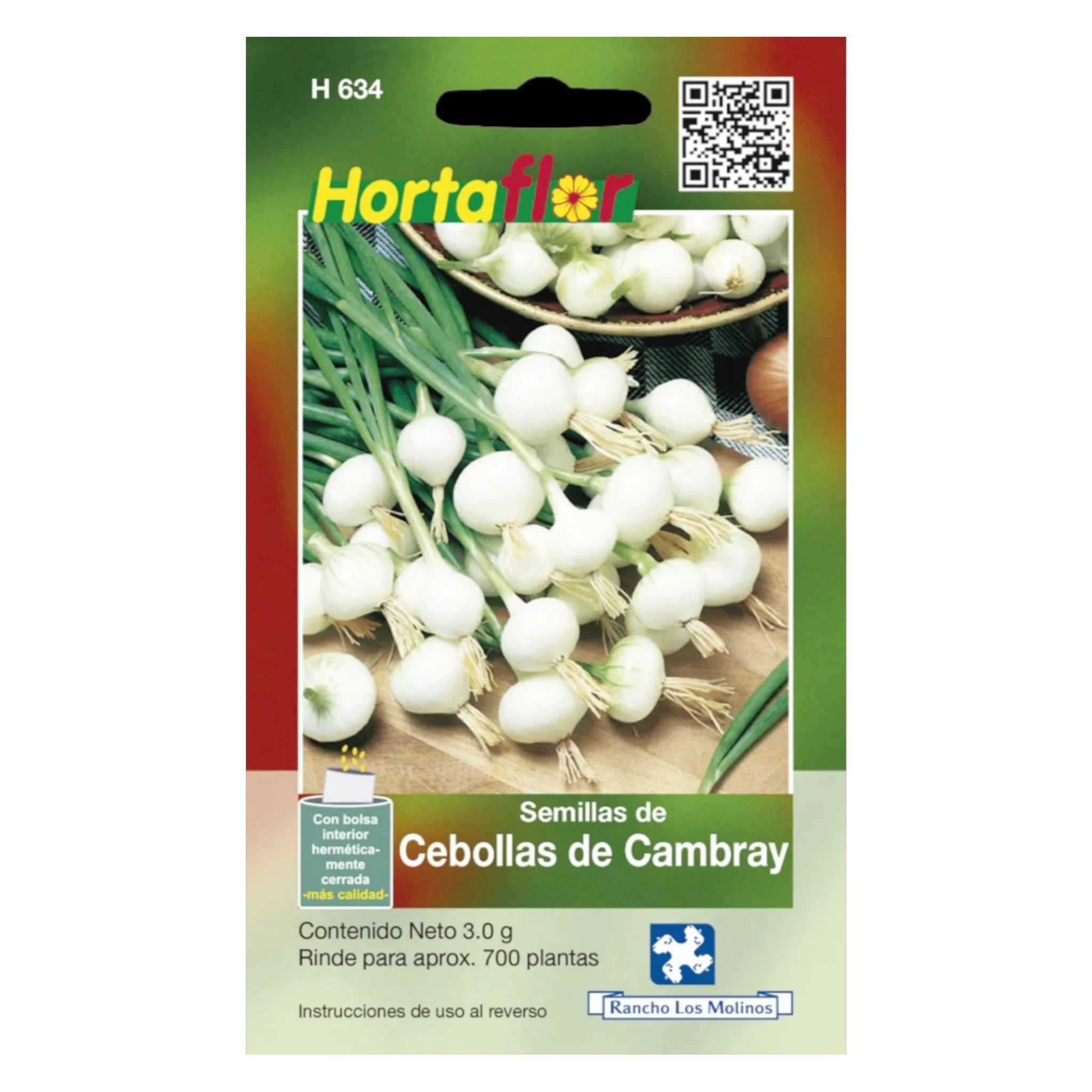 Semillas de Cebollas de Cambray Sobre de semillas de cambray ideal para cultivo casero en macetas o huertos.