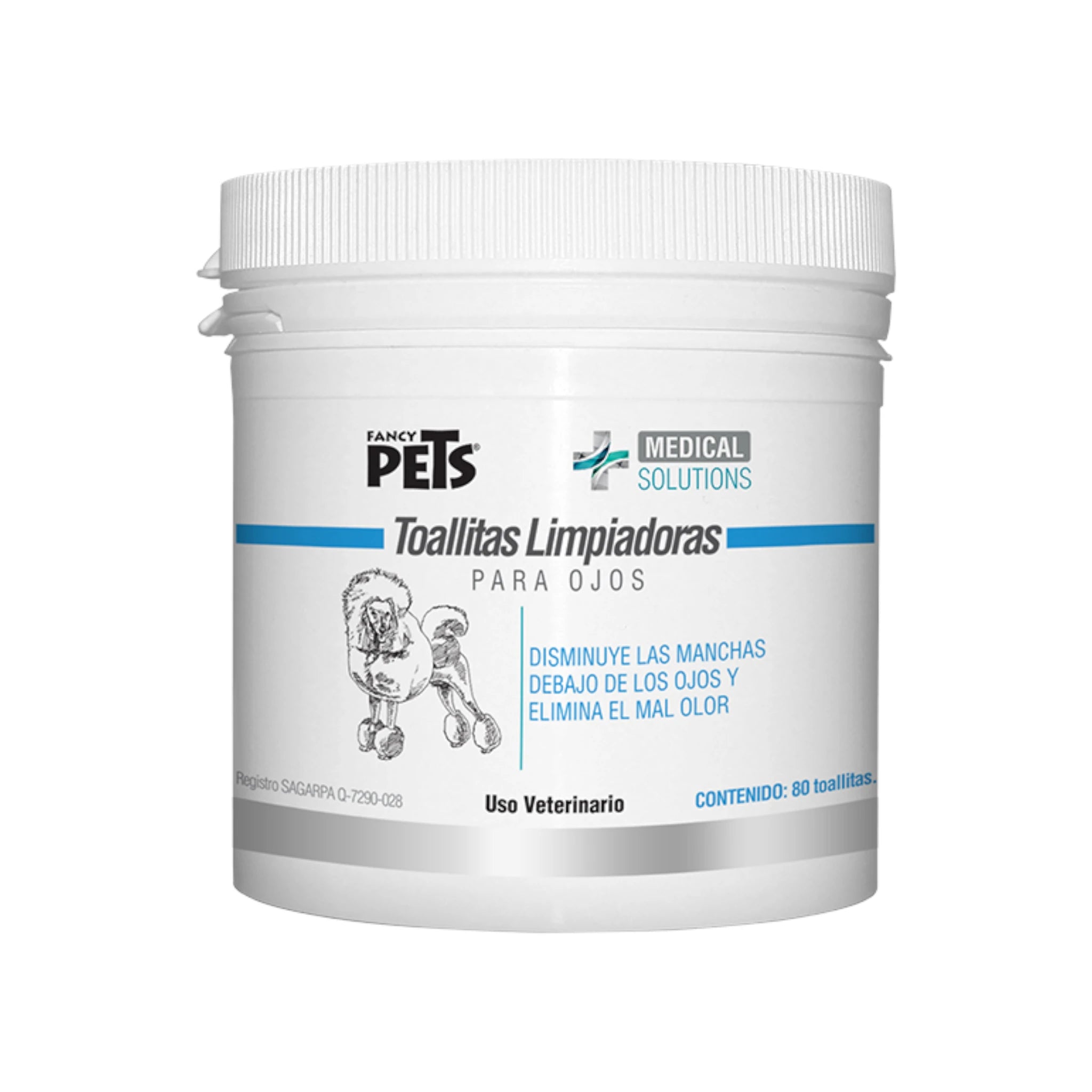 Toallitas limpiadoras para ojos Envase de toallitas limpiadoras oftálmicas para mascotas con fórmula antimanchas y acción suave, ideal para higiene ocular diaria