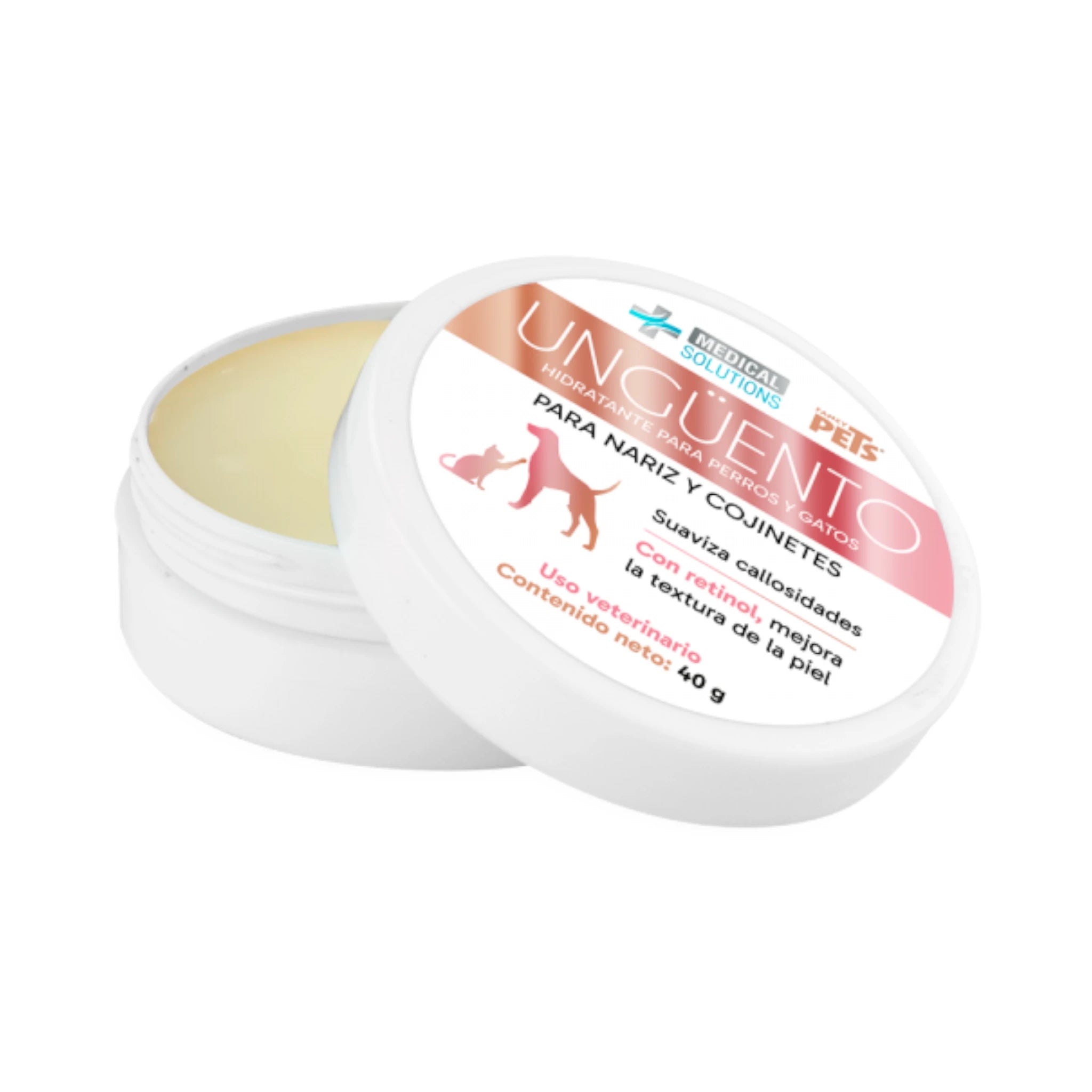 Ungüento hidratante para nariz y cojinetes Ungüento hidratante con retinol, cera de abeja y karité, ideal para nariz y patas secas de perros y gatos.