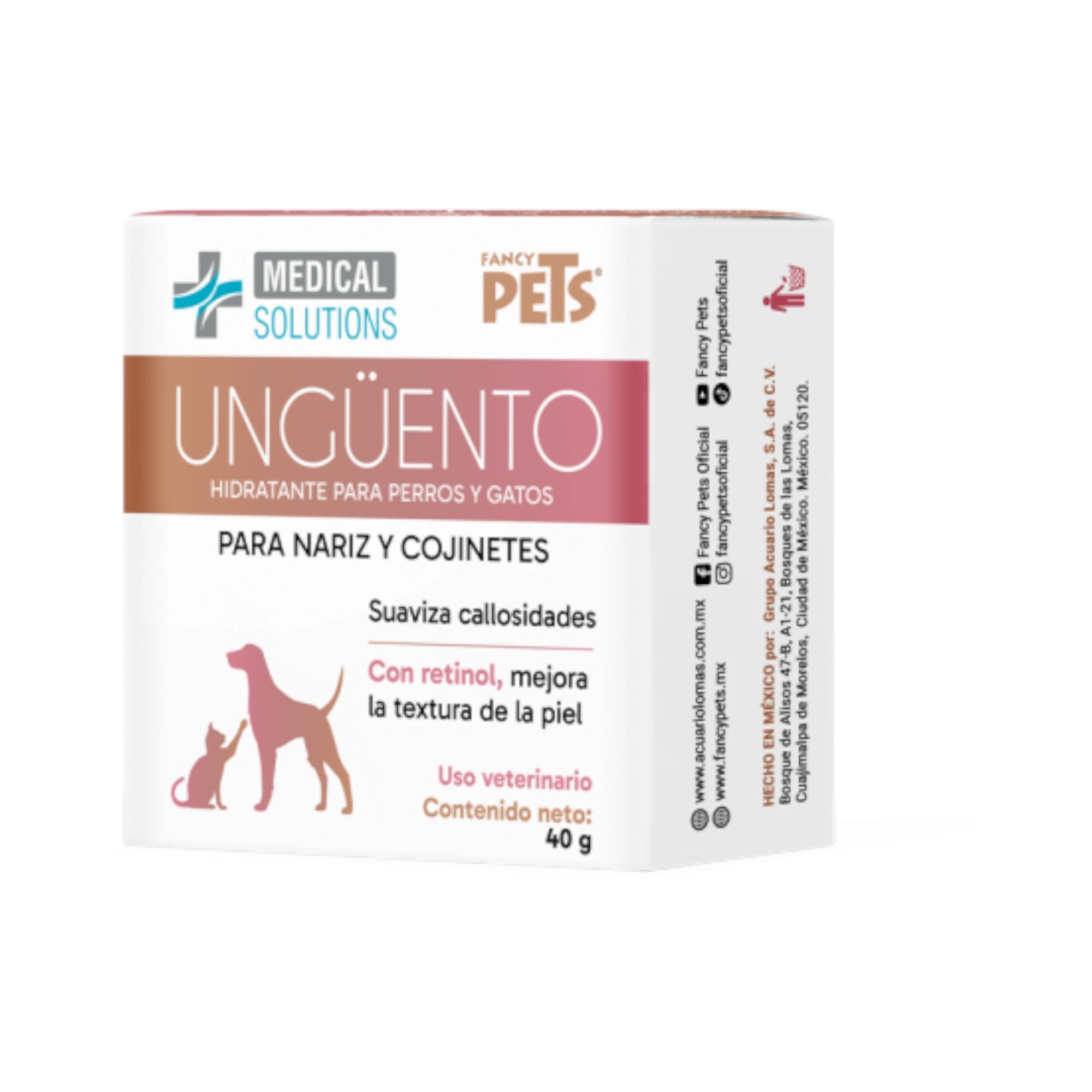 Ungüento hidratante para nariz y cojinetes Caja del Ungüento Hidratante Fancy Pets, 40 g, suaviza callosidades y mejora la textura de la pie