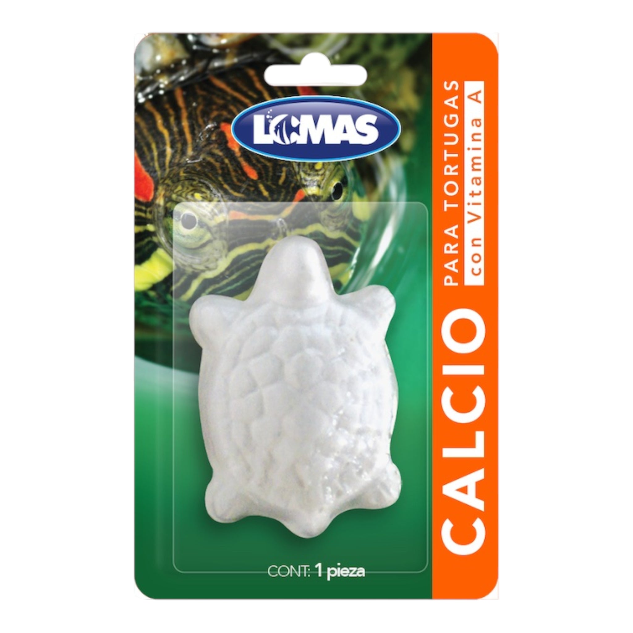 Calcio para tortugas con vitamina A bloque de calcio con vitamina A marca Lomas para tortugas, presentación de una pieza