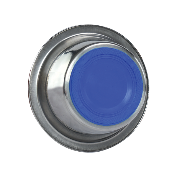 Plato de acero inoxidable con base antiderrapante Plato de acero inoxidable con base antiderrapante