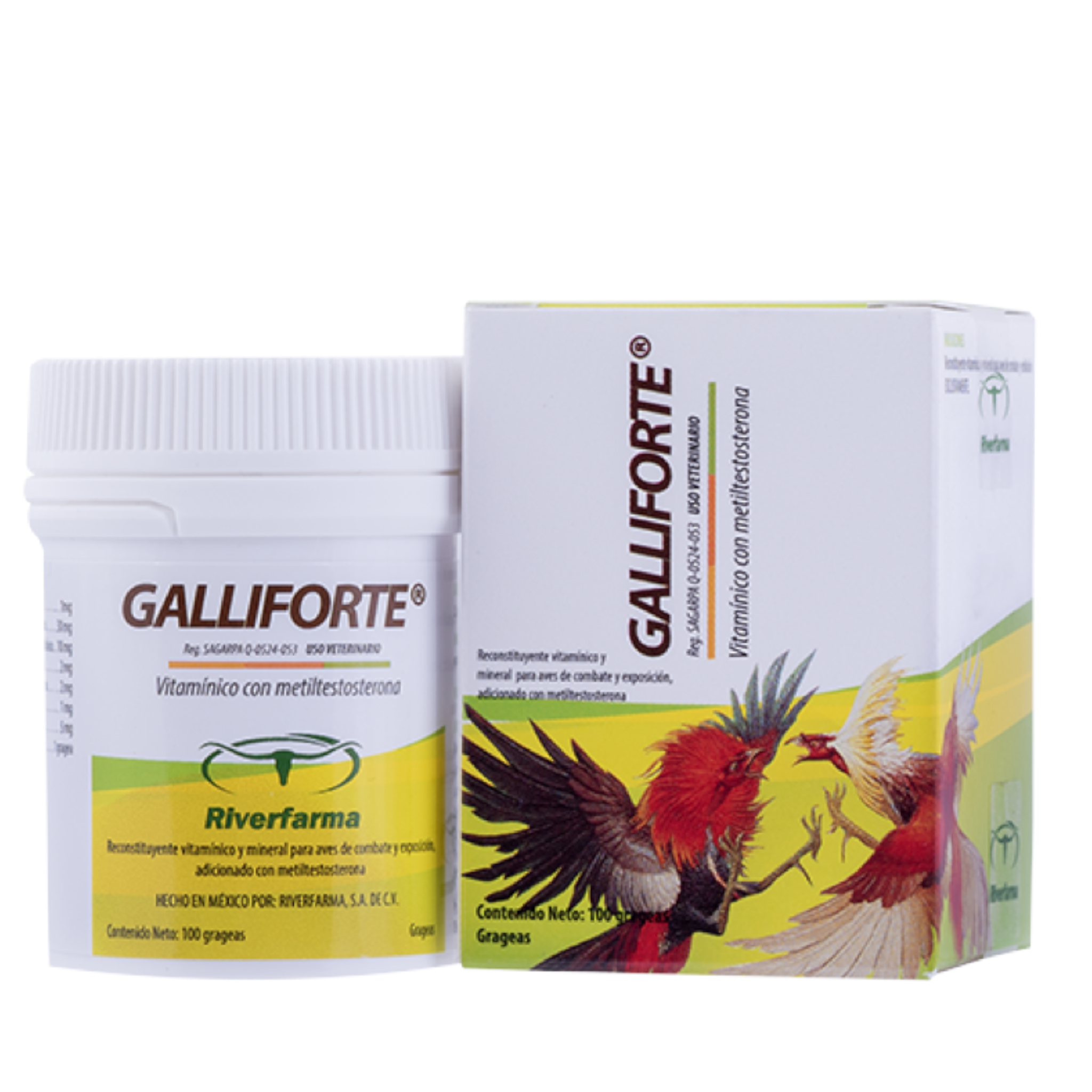 Galliforte Caja de Galliforte, suplemento vitamínico con minerales y metiltestosterona para gallos de pelea y exhibición