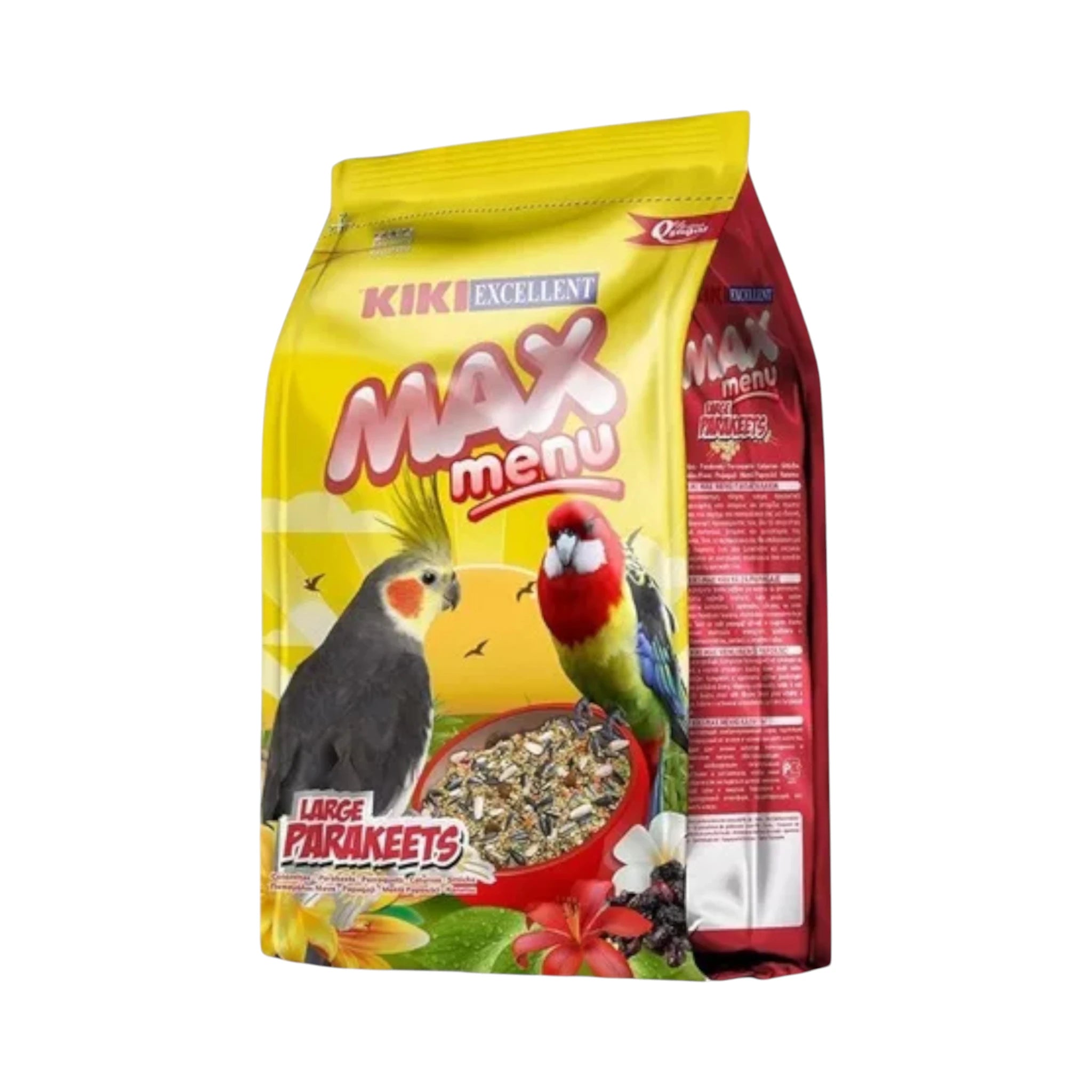 Max menú para ninfas y cotorritas Bolsa de alimento Max Menu para ninfas y cotorritas, mezcla de semillas de mijo, avena, girasol, alpiste y pasas que brindan nutrición y vitalidad.