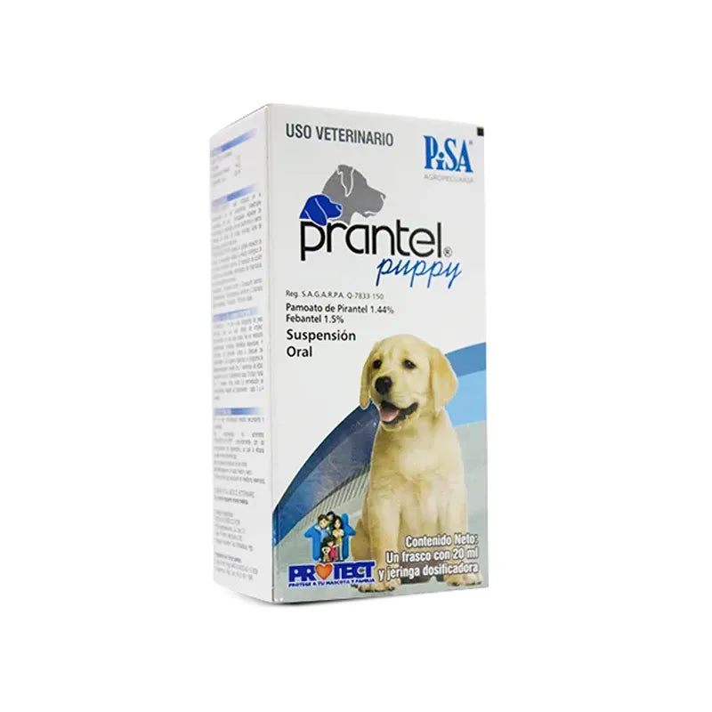 Prantel puppy jarabe desparasitante Caja de Plantel Puppy, desparasitante oral para cachorros con febantel y pirantel, frasco de 20 ml
