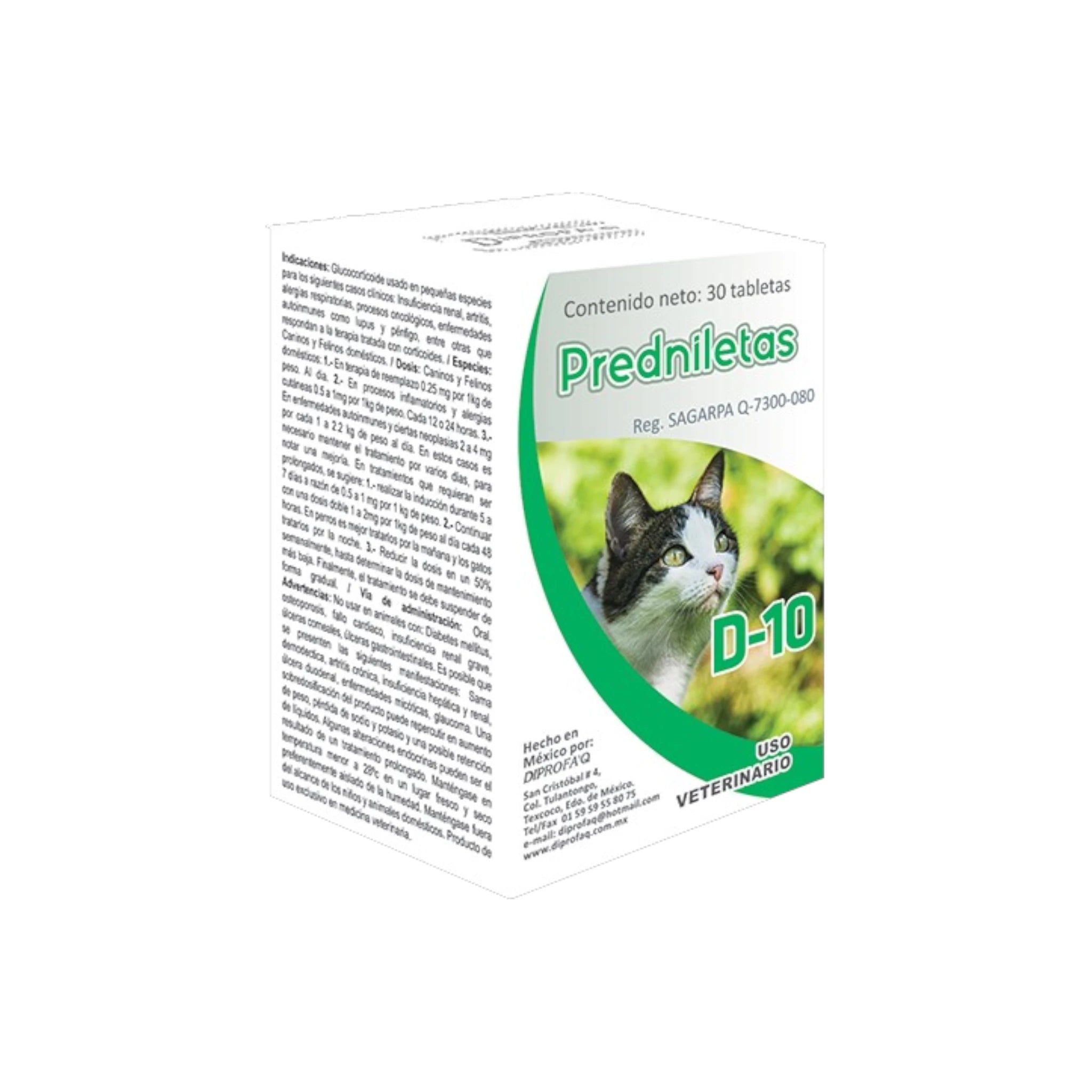 Predniletas D-10 Caja de Predniletas 10 mg para perros y gatos con prednisolona