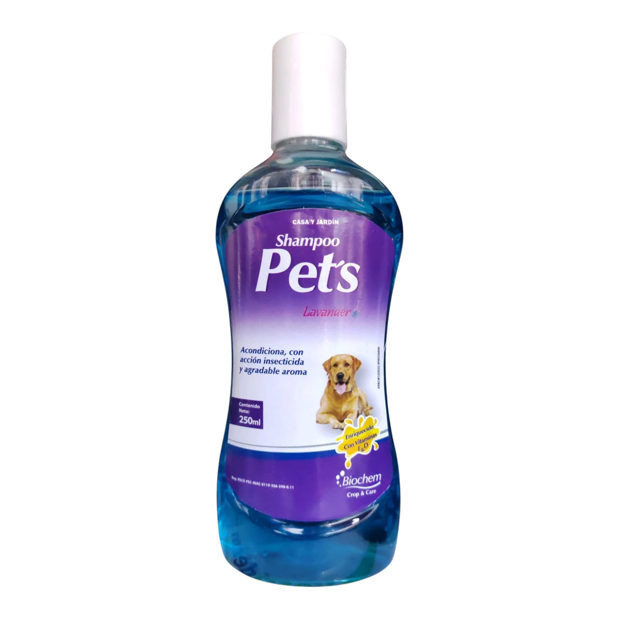 Shampoo Pets lavanda Envase del Shampoo Pets Lavanda para perros y gatos, antipulgas con deltametrina y aroma relajante