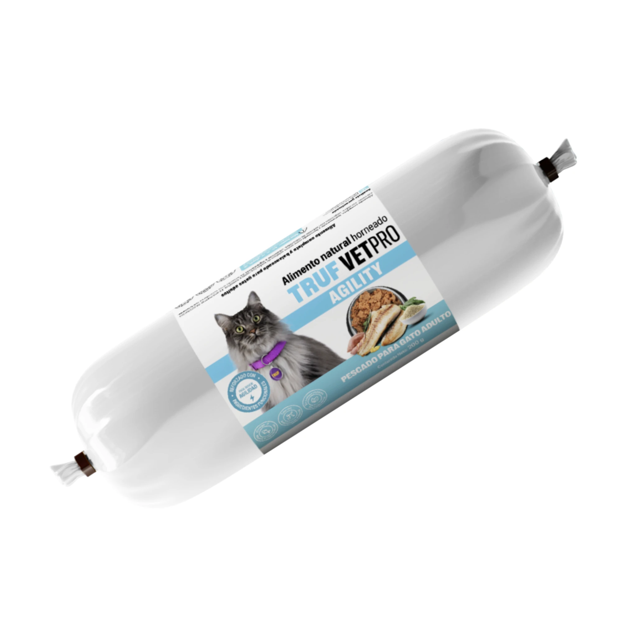Alimento horneado de pescado para gatos TRUF Vetpro Empaque del alimento horneado de pescado TRUF VetPro para gatos adultos 200g