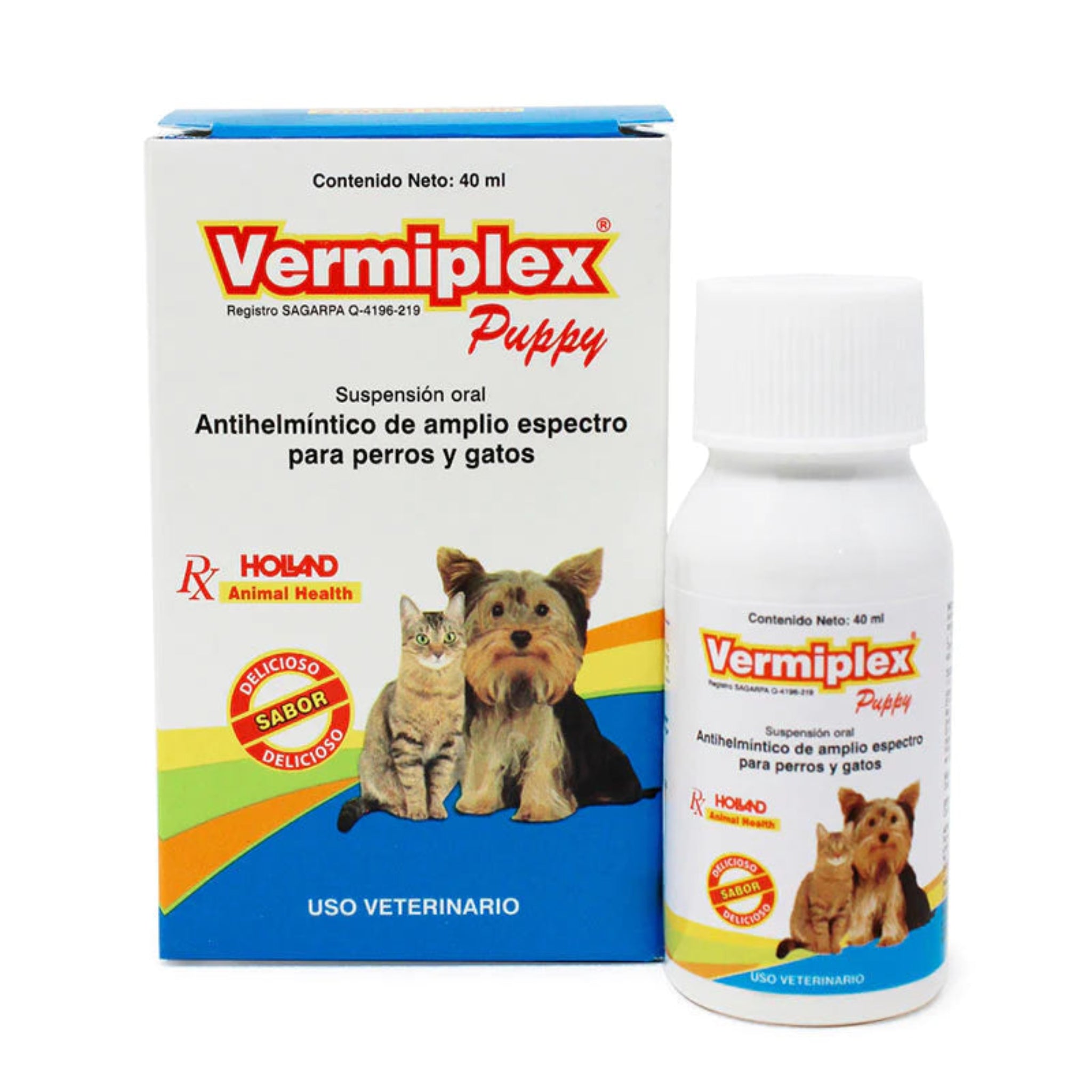 Vermiplex puppy Envase de Vermiplex Puppy en suspensión oral de 120 ml para perros y gatos, desparasitante con pirantel y oxantel