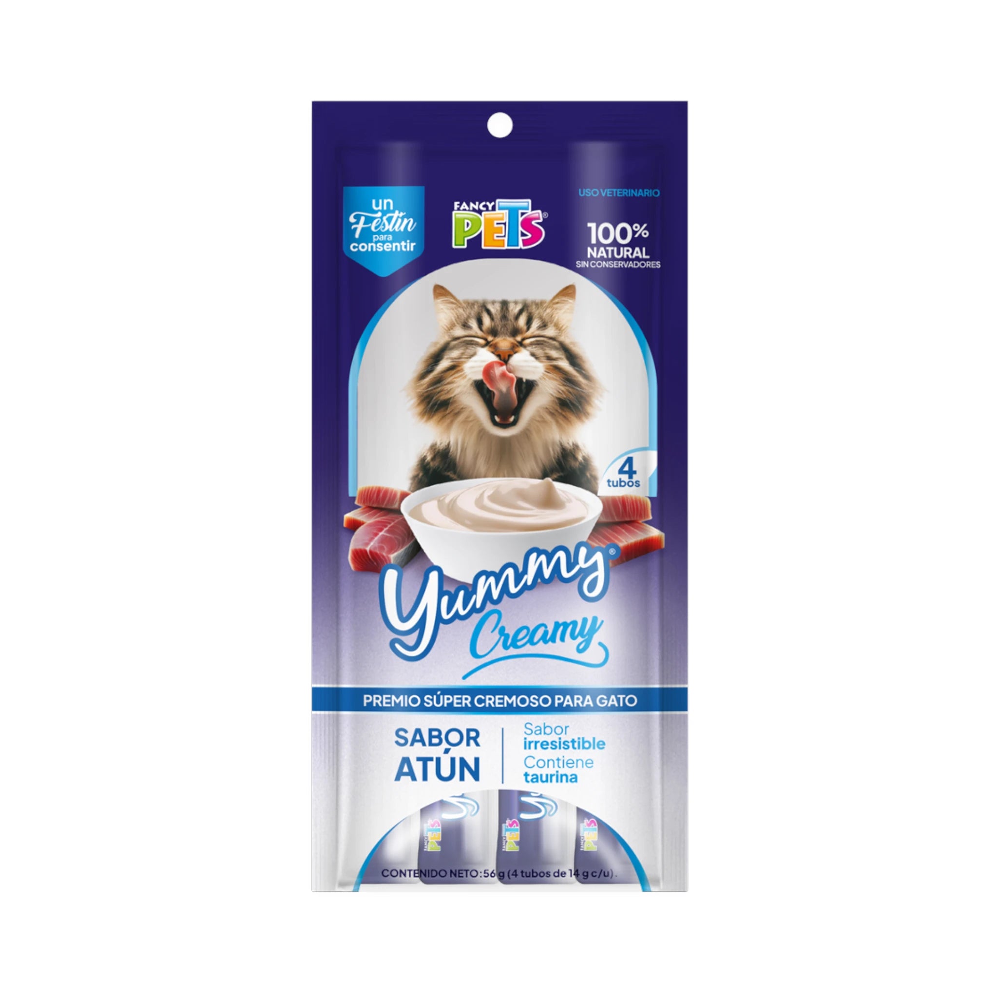 Yummi creamy, premio cremoso atun Sobre de Yummi Creamy para gatos sabor atún, con 4 tubos cremosos