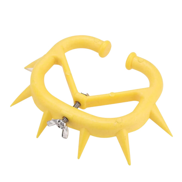 Arete destetador amarillo para becerros con picos plásticos y tornillo de ajuste