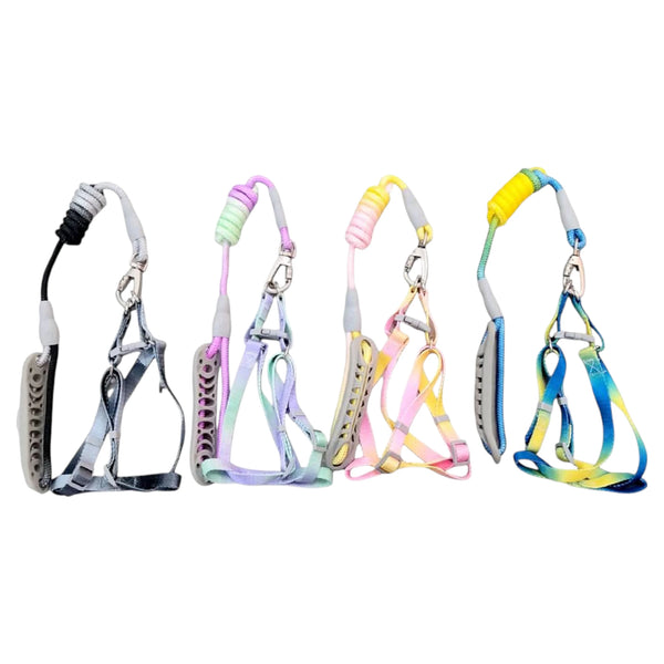 Foto que muestra las 4 combinaciones de colores que hay en este arnés. 