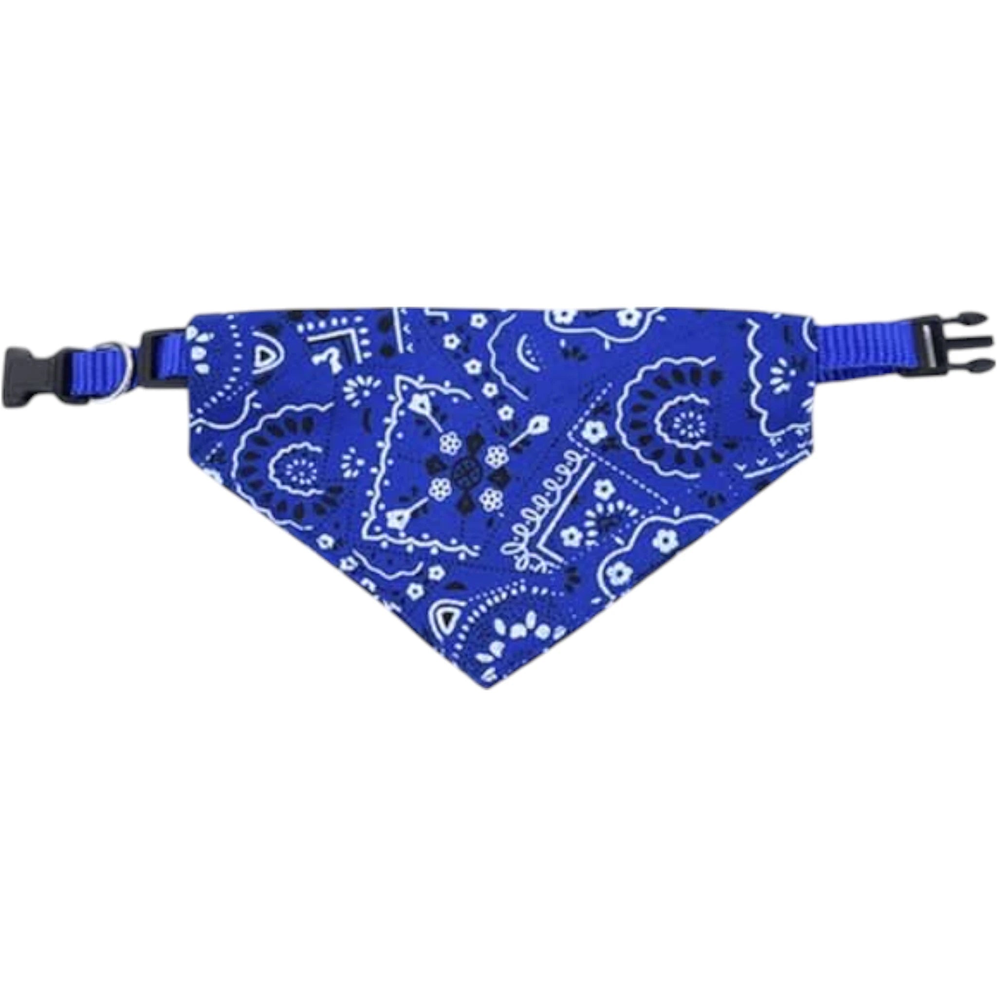 Collar con paliacate azul, ajustable y con diseño clásico tipo bandana