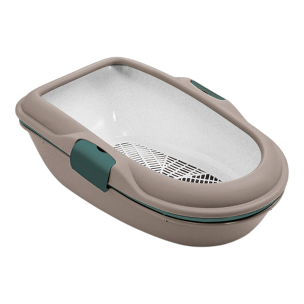 Baño sanitario autolimpiante Furba Chic para gatos, color café, con tamiz y marco