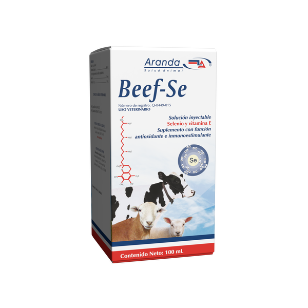 Imagen de producto Beef-Se, suplemento inyectable para bovinos y porcinos que previene deficiencias de vitamina E y selenio