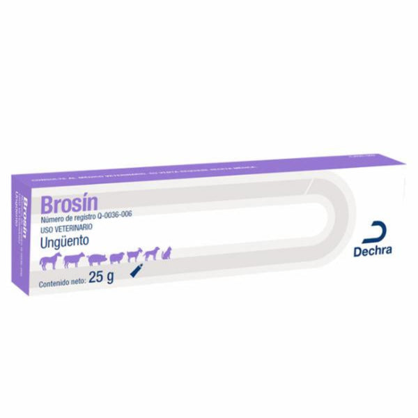 Caja de Brosin Ungüento cicatrizante con antibióticos y antiinflamatorios, indicado para perros, gatos y animales de granja