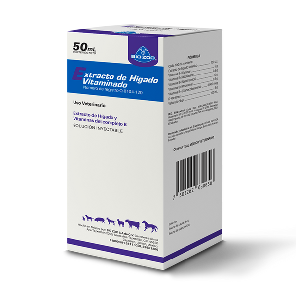 Imagen de la caja de Extracto de Hígado Vitaminado inyectable para animales