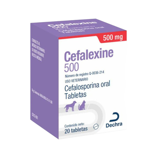 Caja de Cefalaxine Tabletas 500 mg, antibiótico oral de amplio espectro para tratar infecciones en perros, gatos y hurones