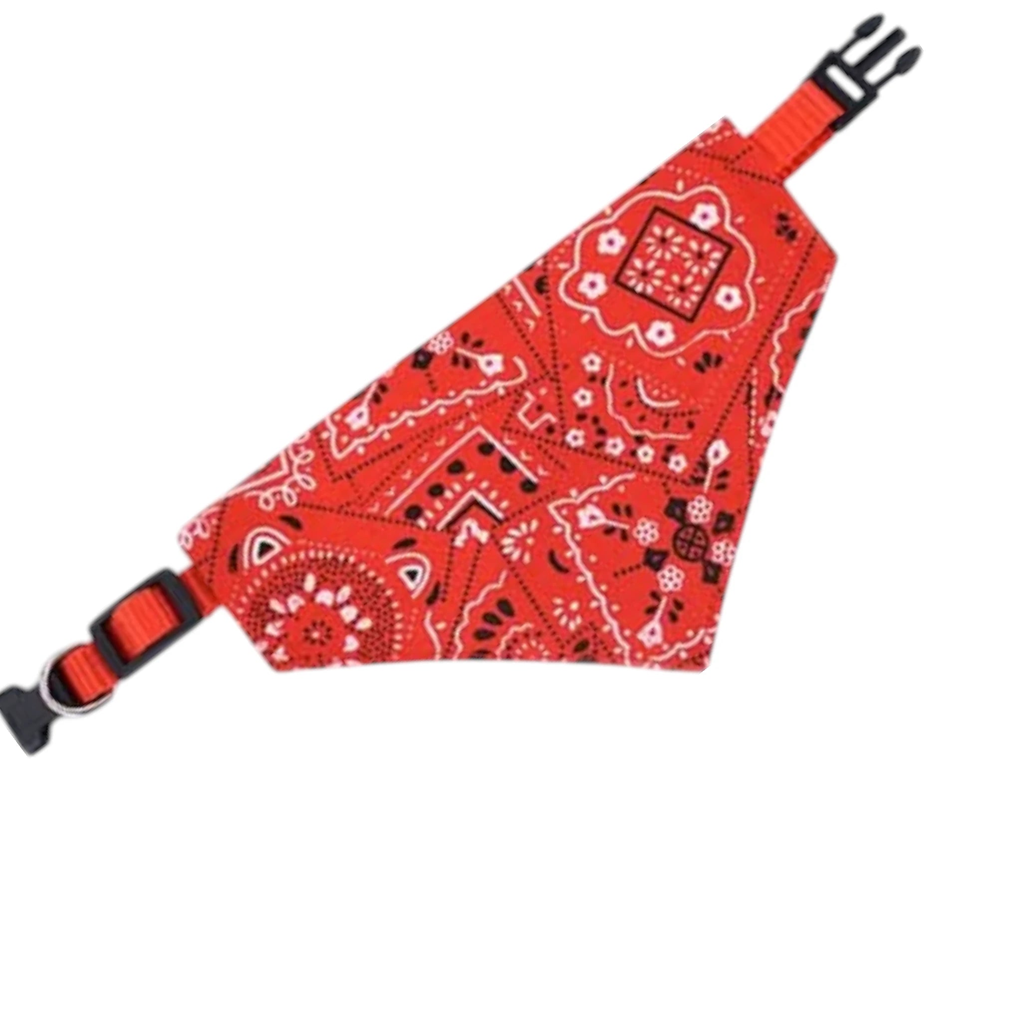 Paliacate rojo para perro o gato, estilo bandana con broche plástico y anillo metálico