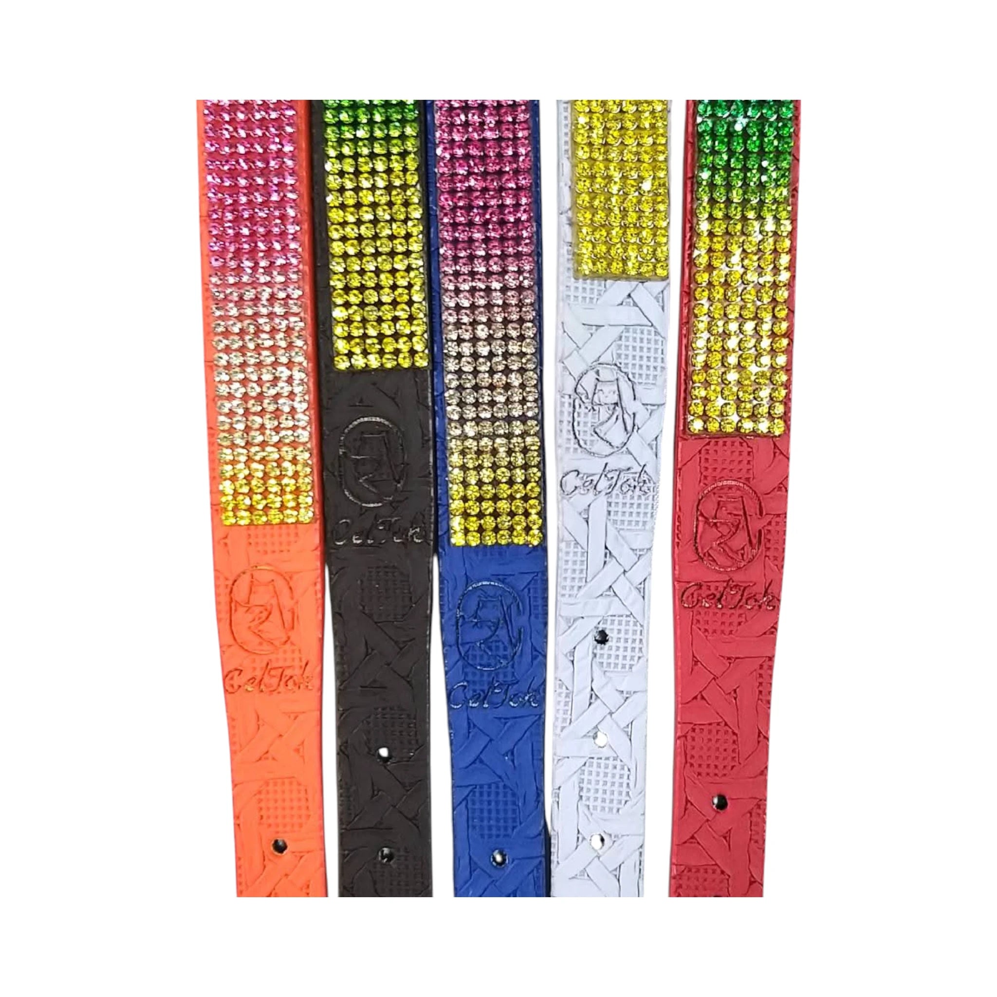 Collares para perro con diseño brillante tipo diamante, en colores rojo, blanco, azul, negro y naranja, con cierre seguro de doble broche.