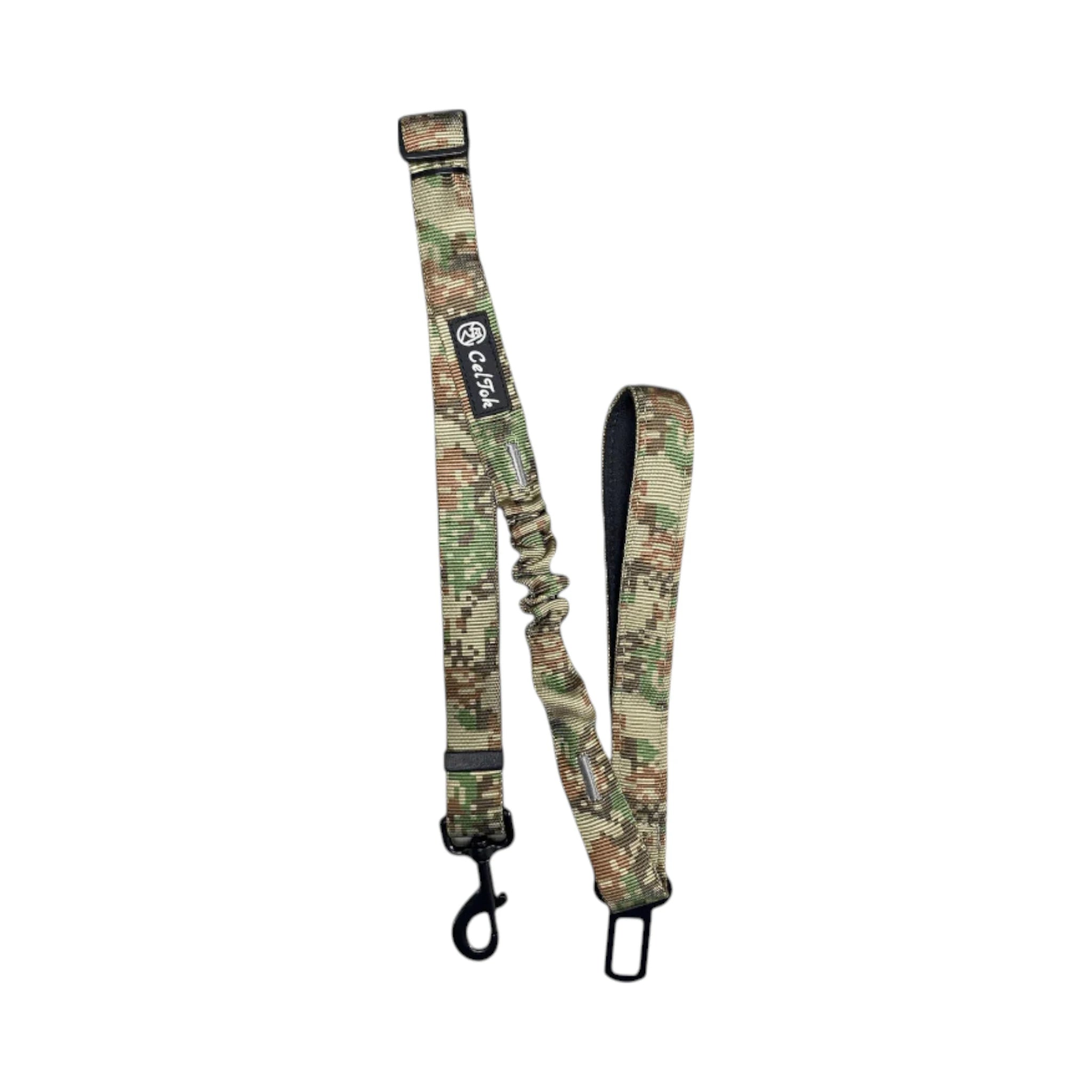 Correa táctica color verde militar para perro, con resorte elástico, broche de seguridad y nylon reforzado