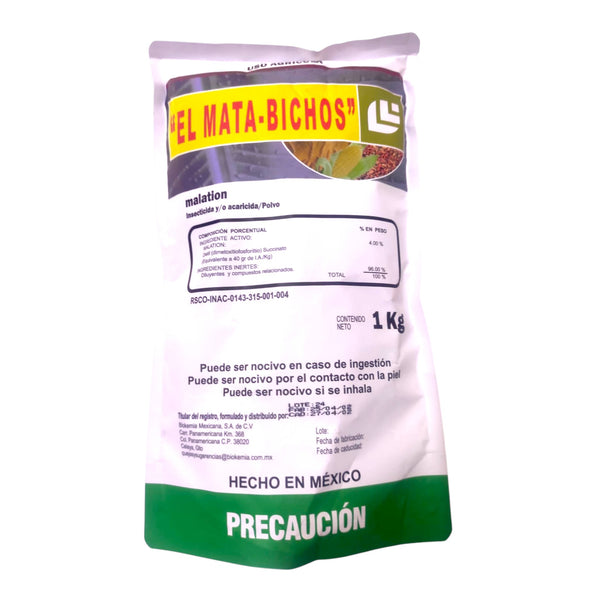 Bolsa de 1kg de El mata-bichos, insecticida en polvo con malation para cultivos de granos