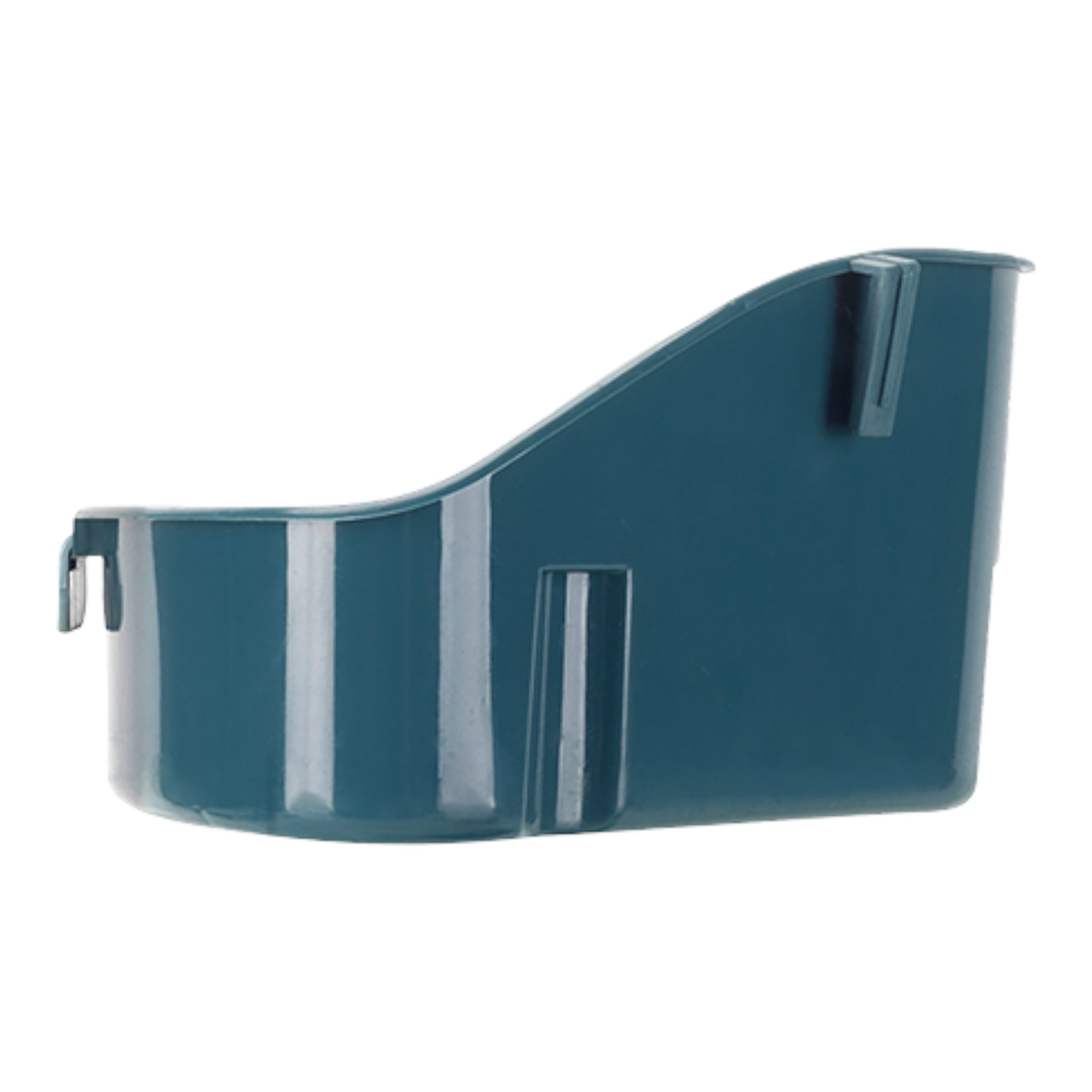 Vista lateral del esquinero baño para pequeños mamíferos de plástico resistente