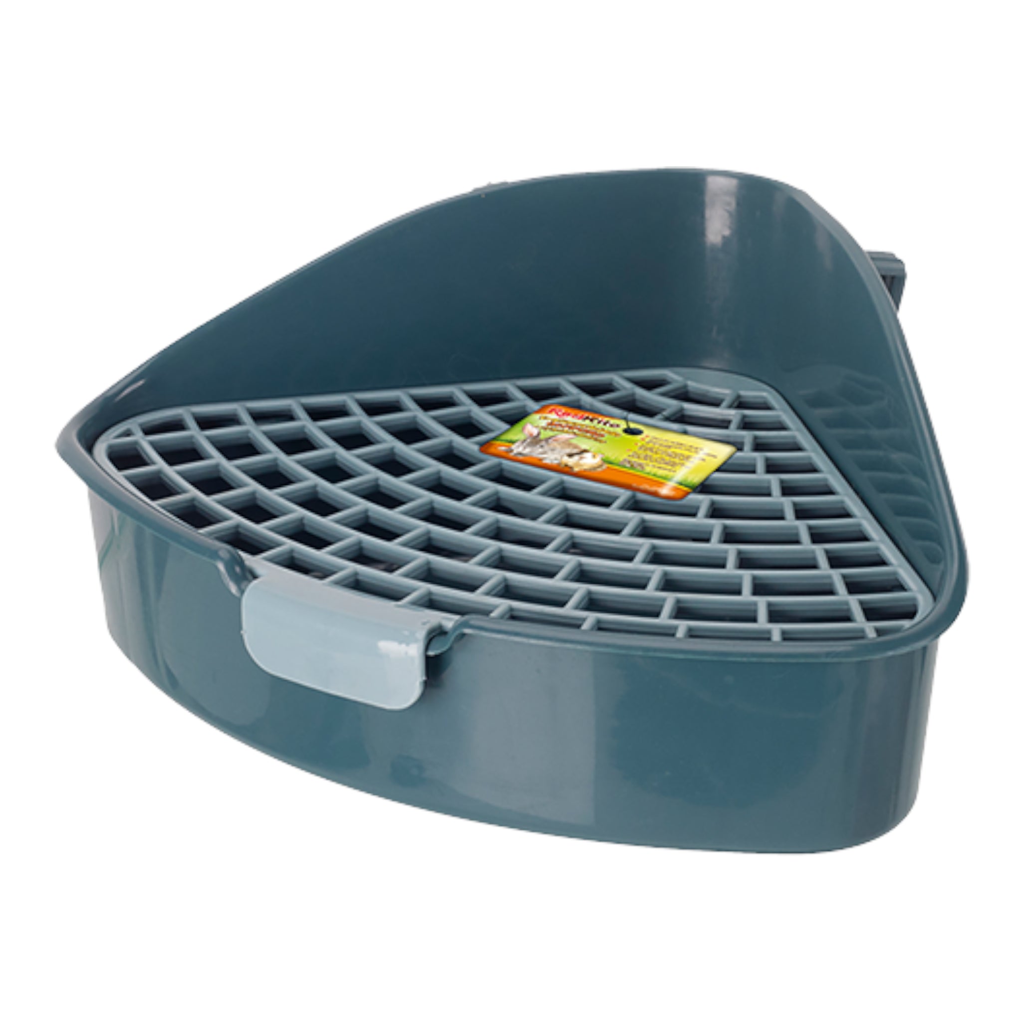 Esquinero baño de plástico para pequeños mamíferos colocado en esquina de jaula