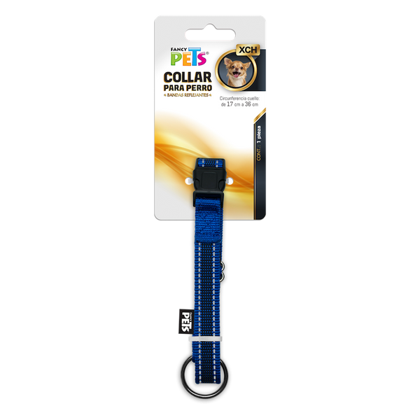 Collar ajustable Azul ultra grip con bandas reflejantes
