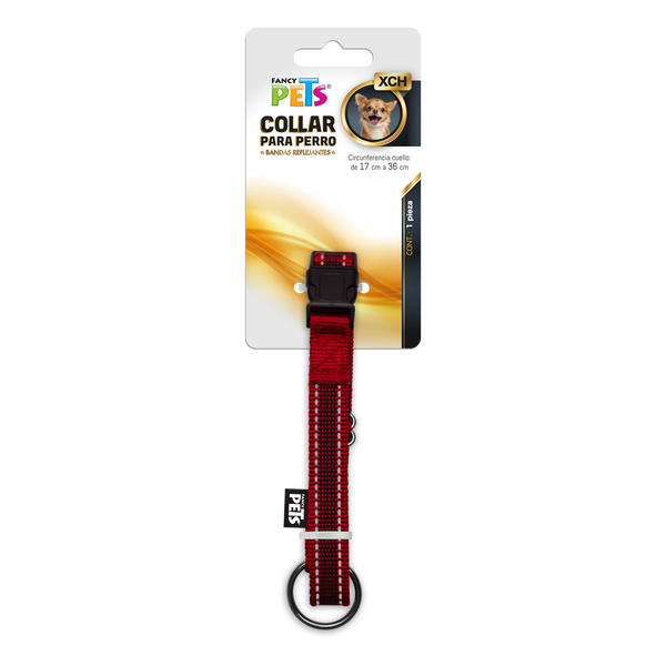 Collar ajustable Rojo  ultra grip con bandas reflejantes