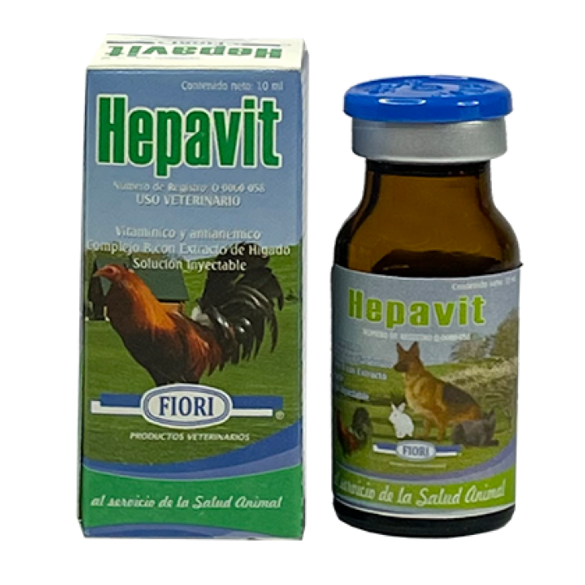 Fotografía de Hepavit inyectable, un suplemento vitamínico y antianémico para mascotas y animales de granja, ideal para tratar anemia y recuperar la energía.