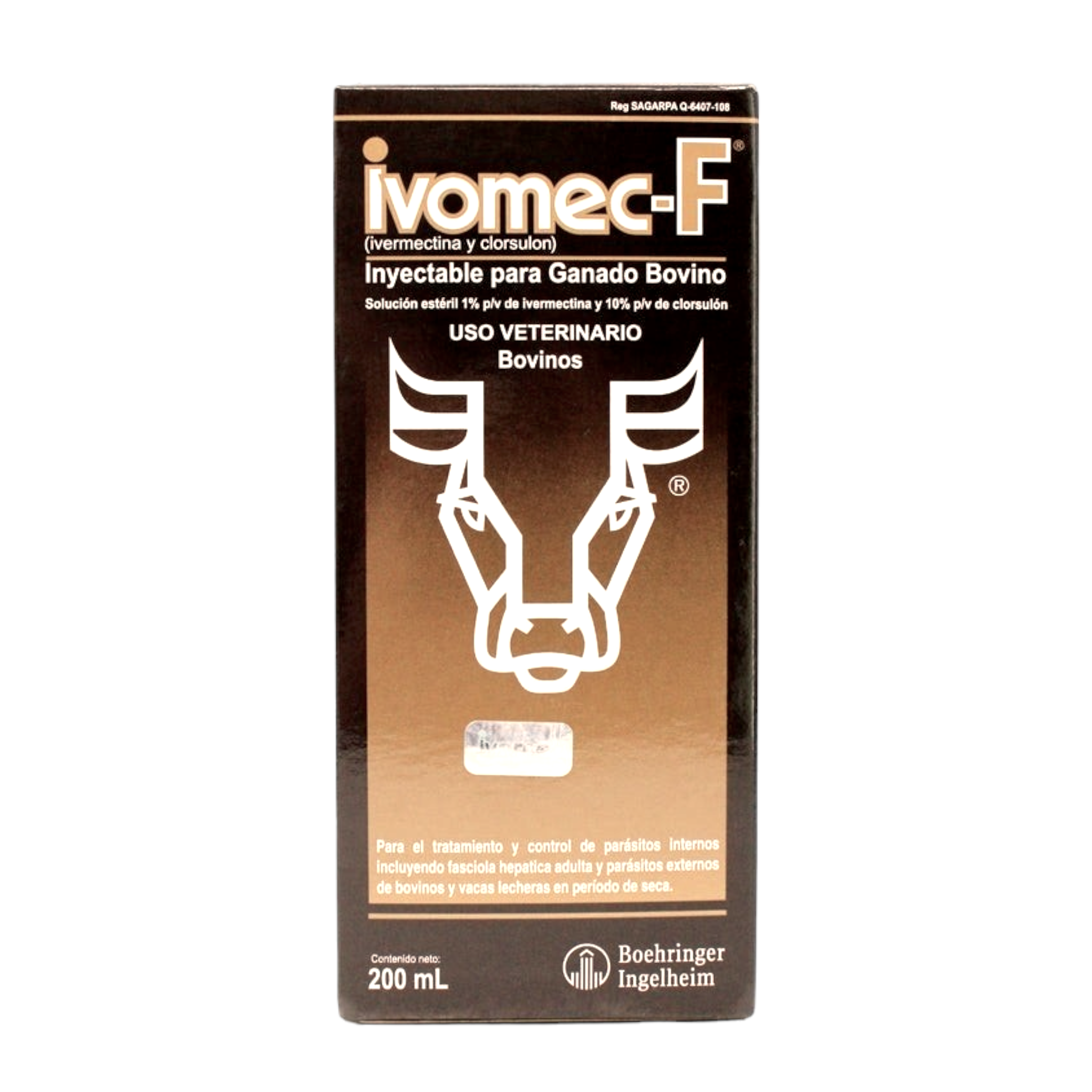 Imagen del producto IVOMEC-F antiparasitario inyectable para bovinos, ovinos y porcinos, eficaz contra parásitos gastrointestinales y hepáticos.