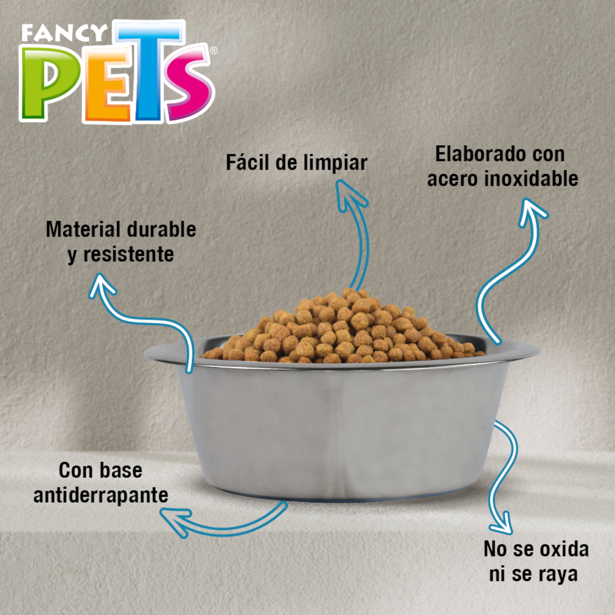 No se raya  ni se oxida y es facil de limpiar, caracteristicas del palto con bae antiderrapante de acero inoxidable.