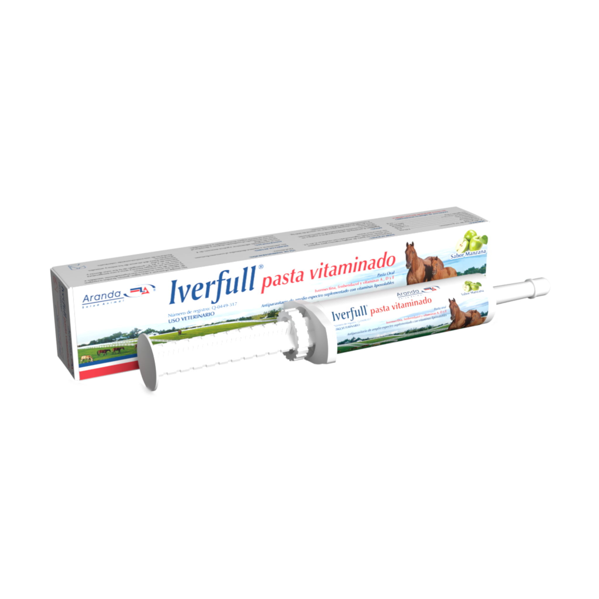 Jeringa de Iverfull Pasta Vitaminada para caballos, fórmula con ivermectina, fenbendazol y vitaminas para desparasitar y fortalecer la salud