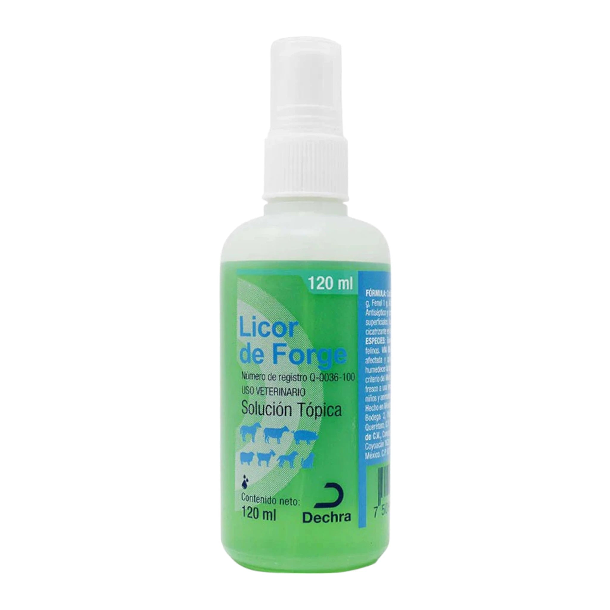 Frasco de Licor de Forge 120 ml, antiséptico y cicatrizante para heridas en perros, gatos y caballos y mas.