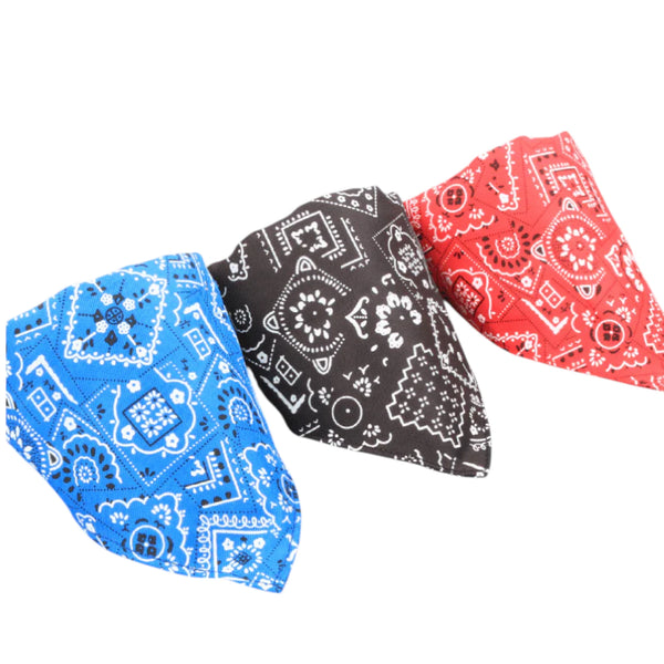 Paliacates estilo bandana para perro o gato, doblados en colores azul, negro y rojo